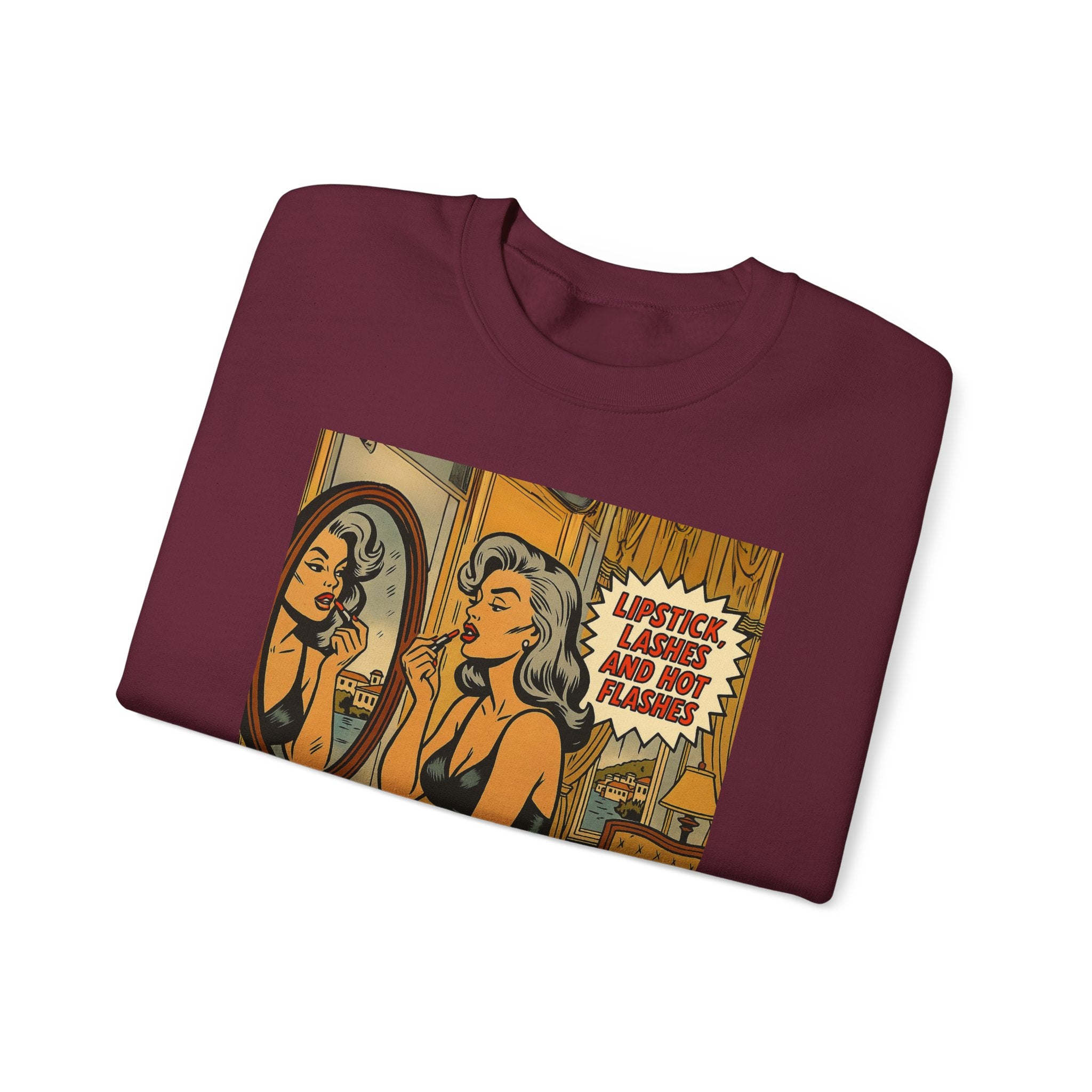 Lipstick, Lashes & Hot Flashes Crewneck