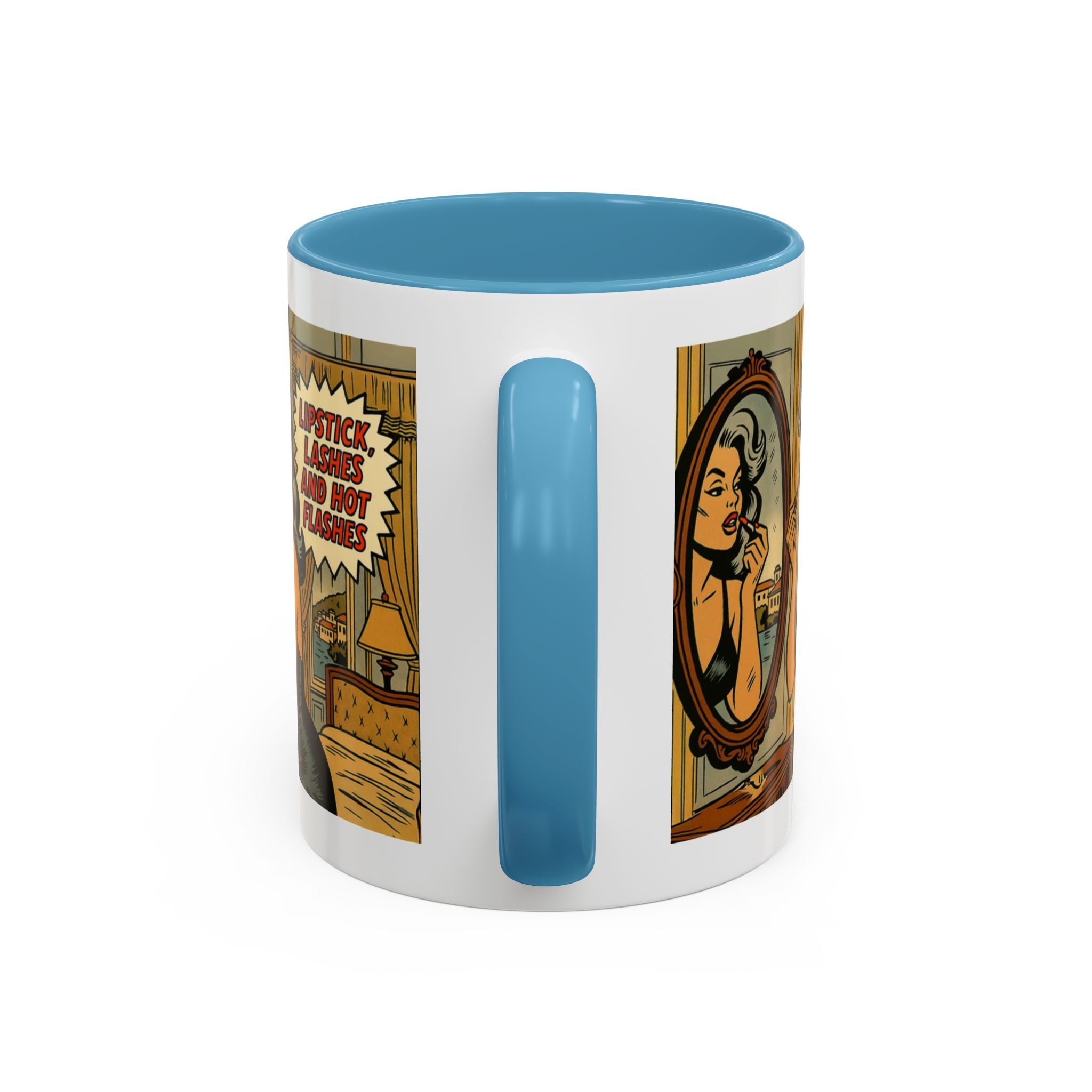 Hot Flashes & Lashes Mug.  Funny Menopause Coffee Cup for Women