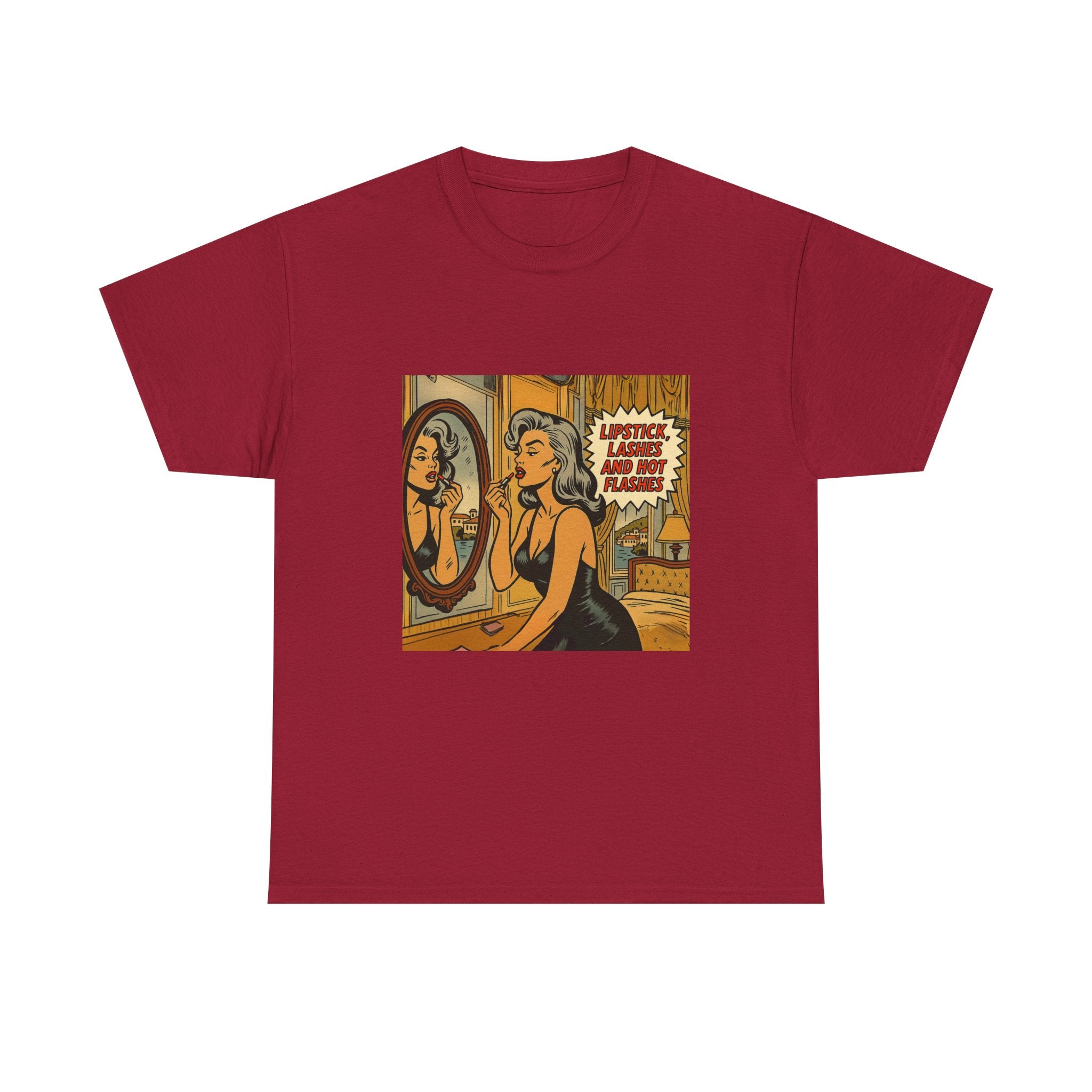 Lipstick, Lashes & Hot Flashes – Retro Women’s T-Shirt | Hot Flash Muse