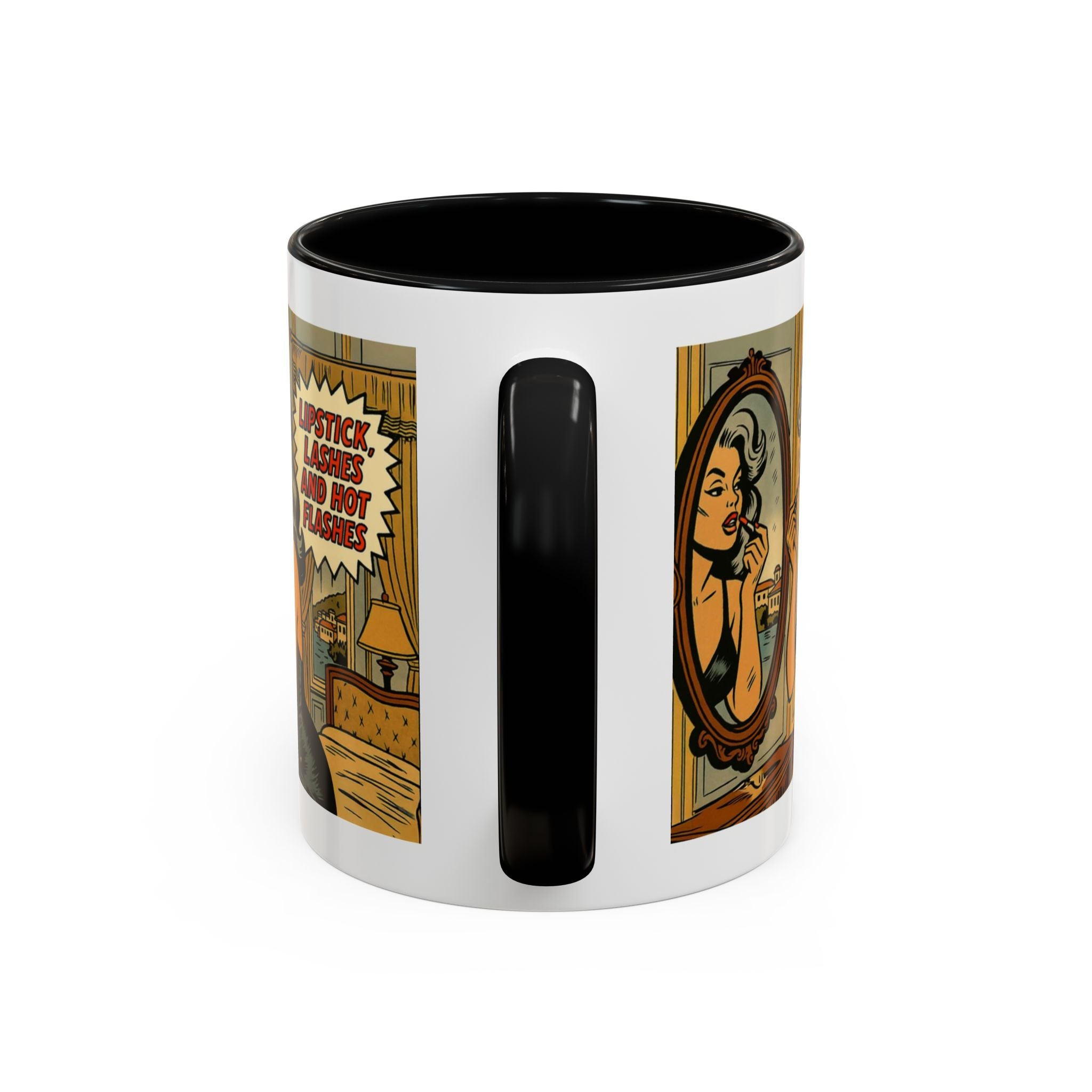 Hot Flashes & Lashes Mug.  Funny Menopause Coffee Cup for Women