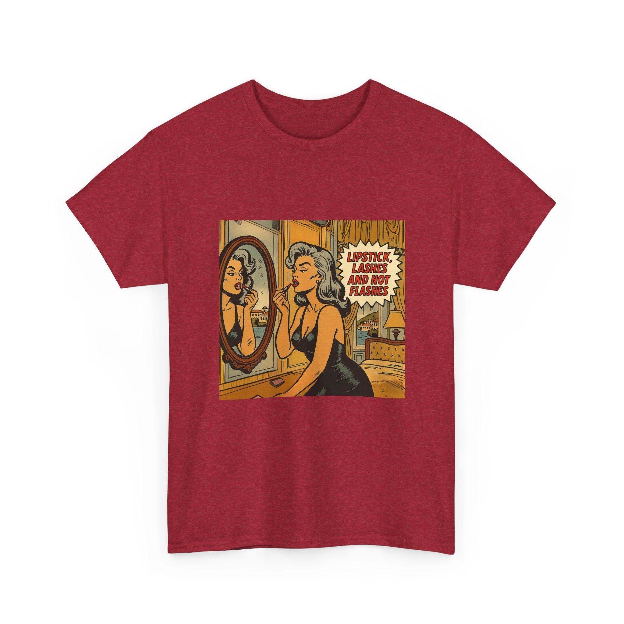 Lipstick, Lashes & Hot Flashes – Retro Women’s T-Shirt | Hot Flash Muse