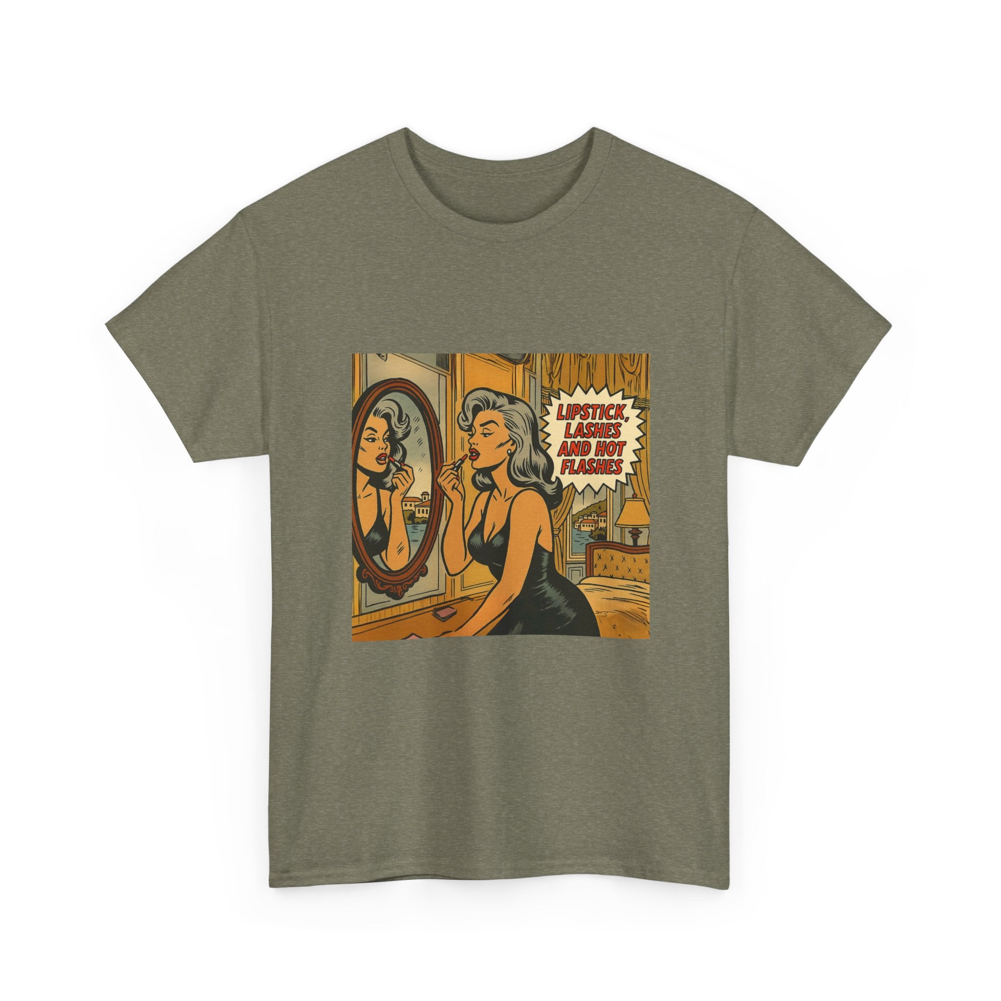 Lipstick, Lashes & Hot Flashes – Retro Women’s T-Shirt | Hot Flash Muse