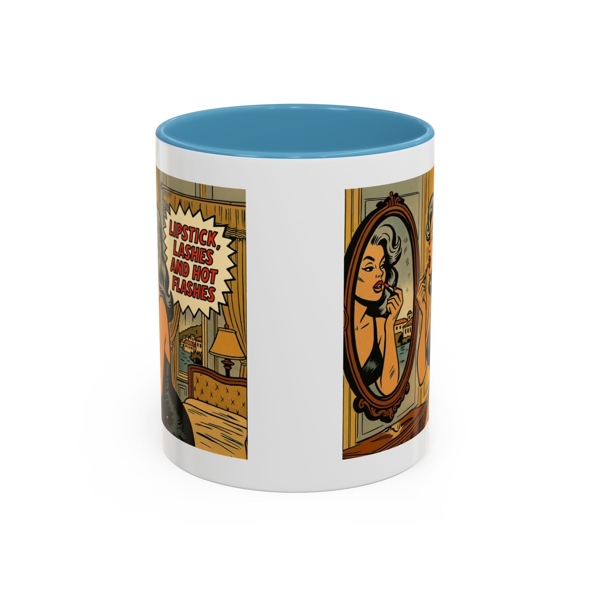 Hot Flashes & Lashes Mug.  Funny Menopause Coffee Cup for Women