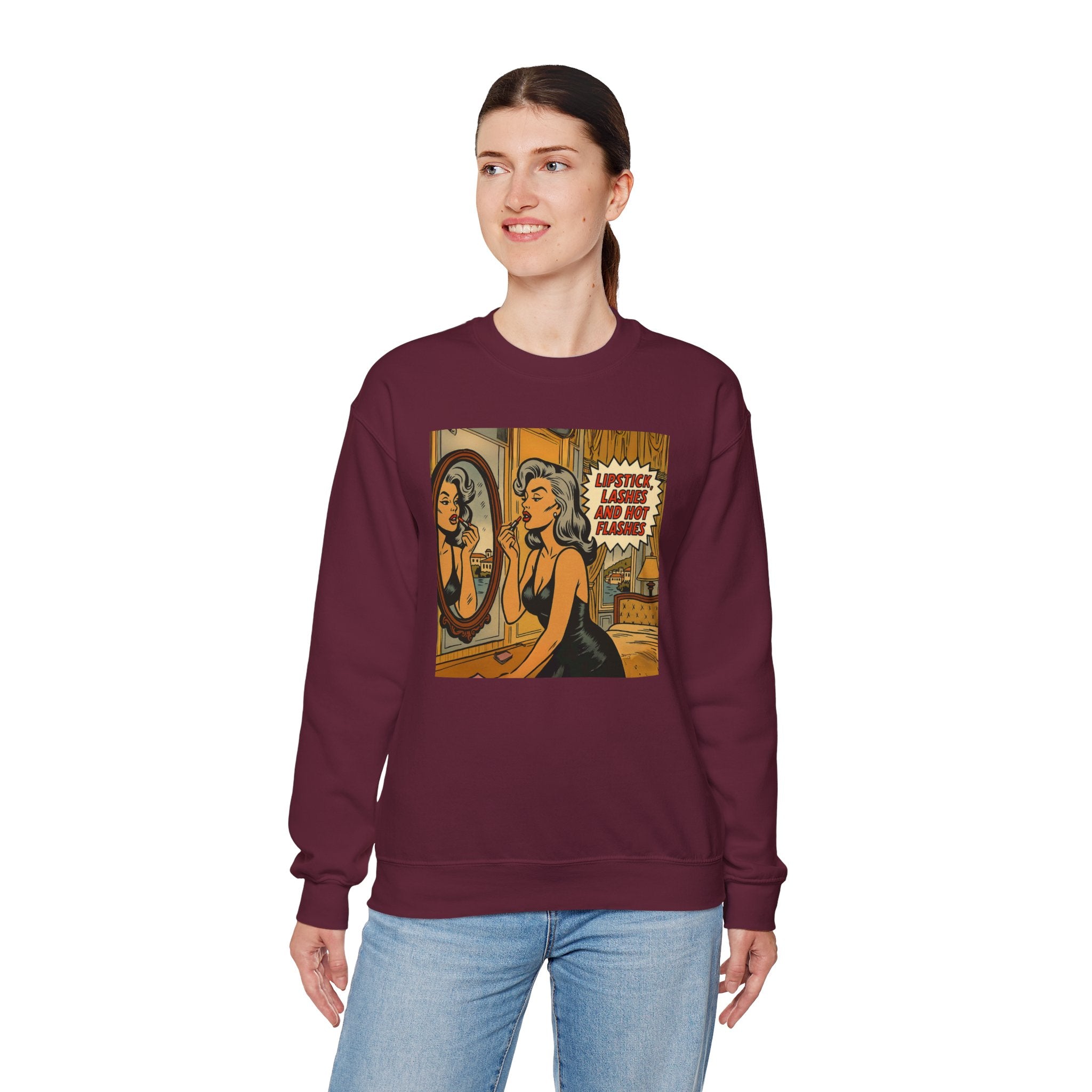 Lipstick, Lashes & Hot Flashes Crewneck