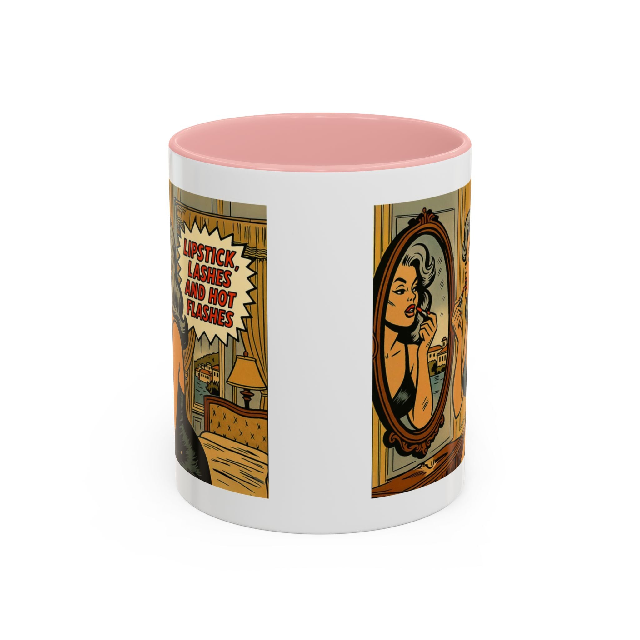 Hot Flashes & Lashes Mug.  Funny Menopause Coffee Cup for Women