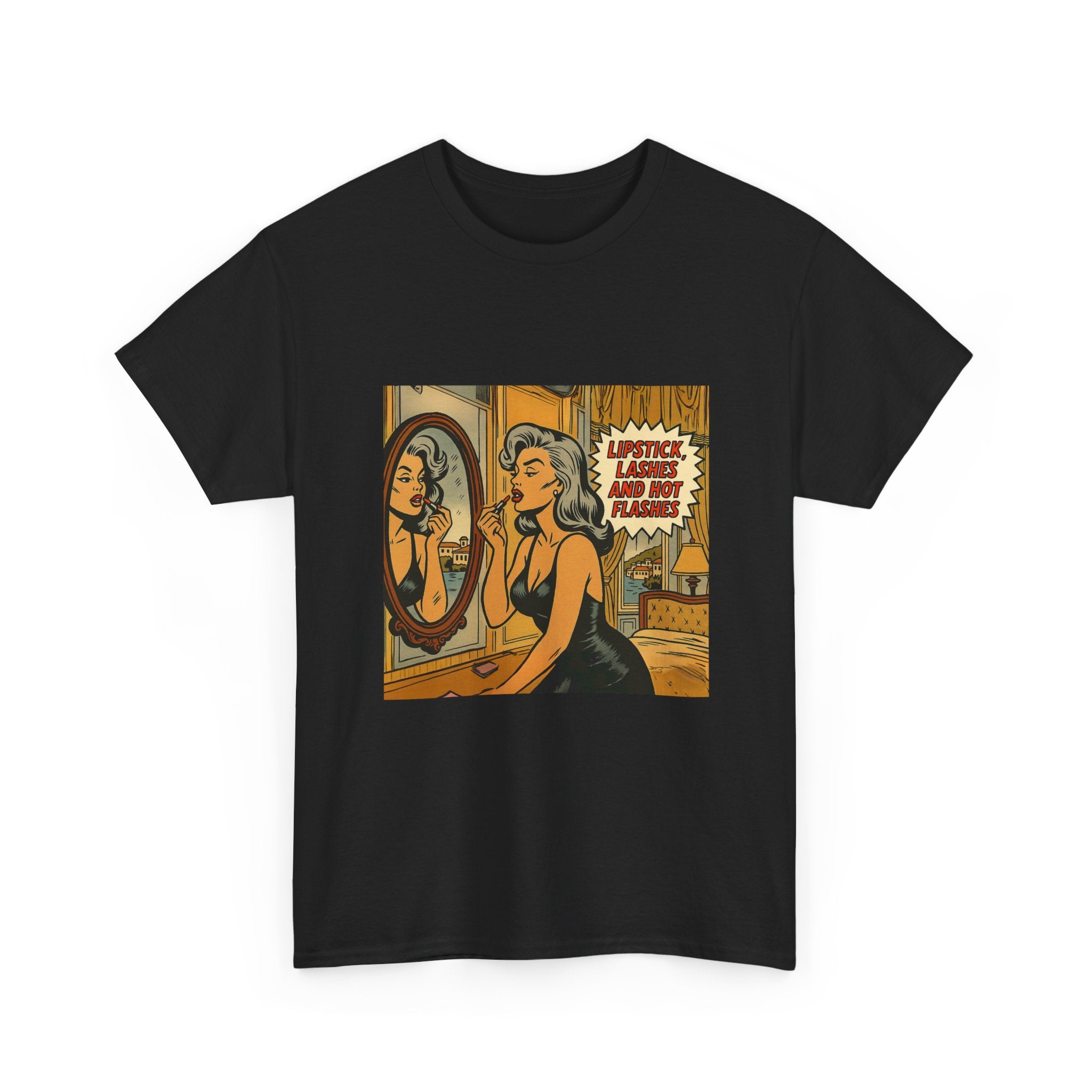 Lipstick, Lashes & Hot Flashes – Retro Women’s T-Shirt | Hot Flash Muse
