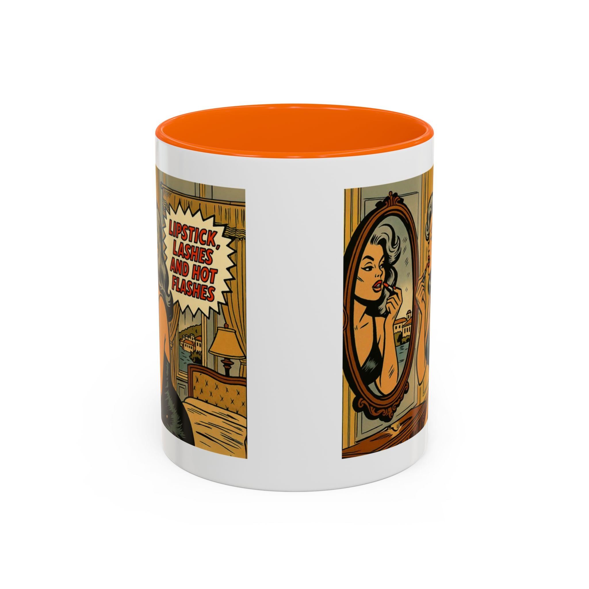 Hot Flashes & Lashes Mug.  Funny Menopause Coffee Cup for Women