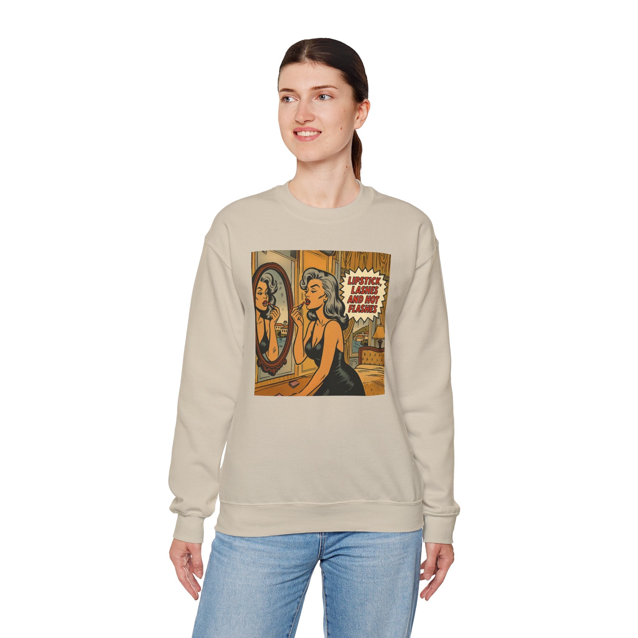 Lipstick, Lashes & Hot Flashes Crewneck
