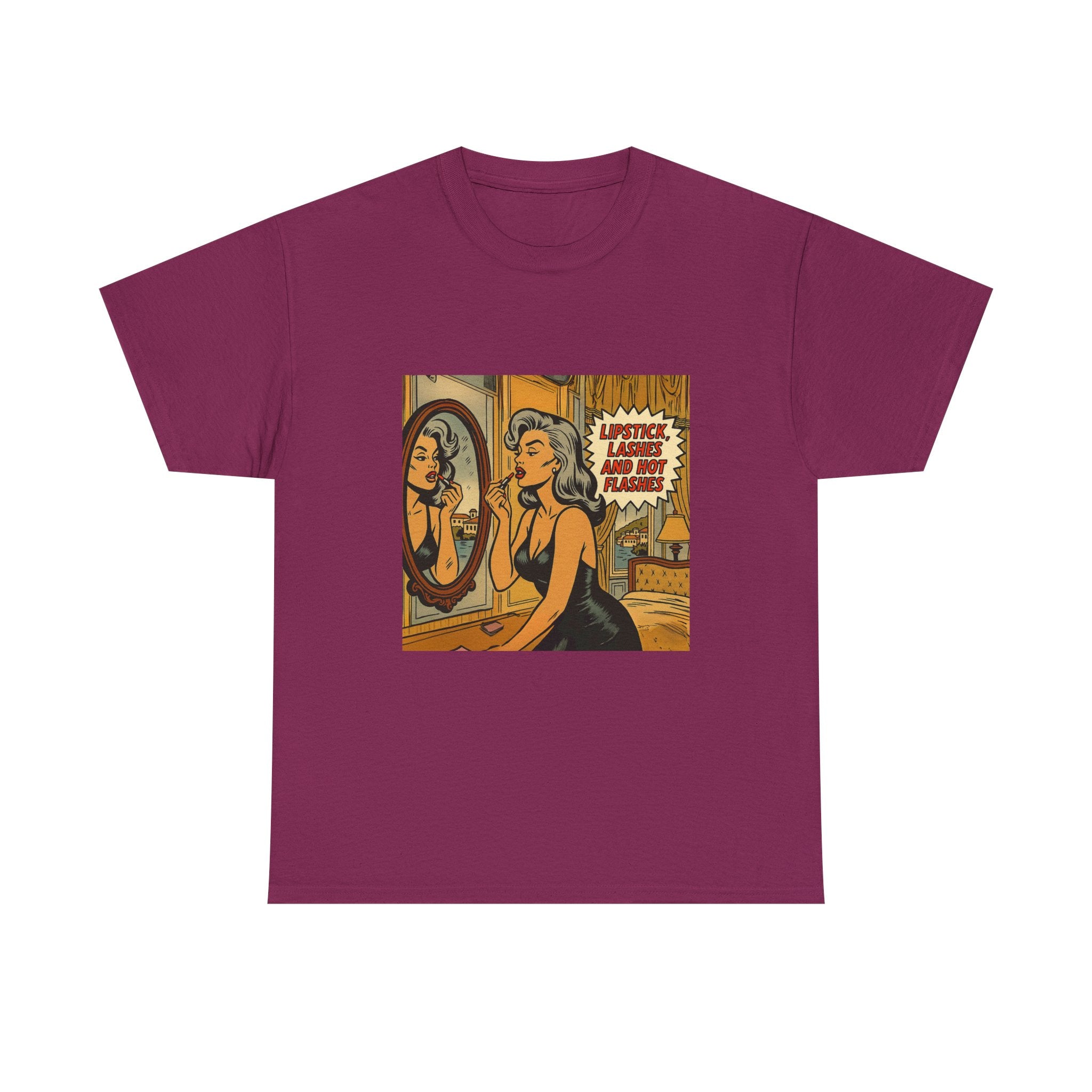 Lipstick, Lashes & Hot Flashes – Retro Women’s T-Shirt | Hot Flash Muse