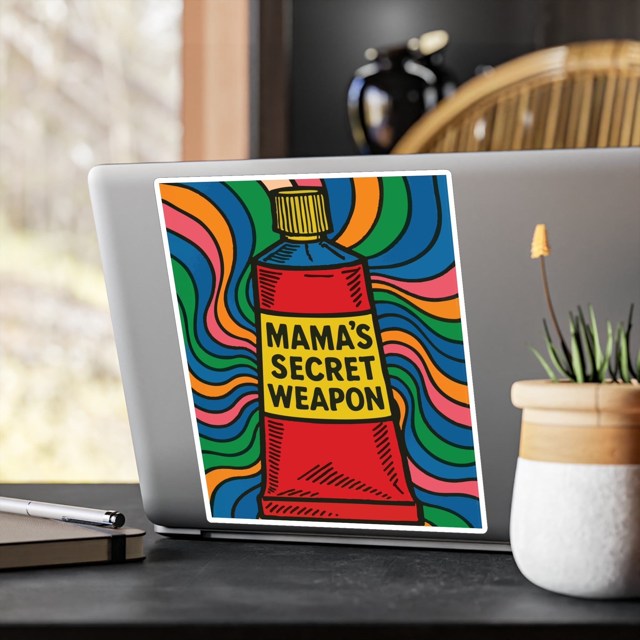 Mama’s Secret Weapon. Retro Kiss-Cut Vinyl Sticker