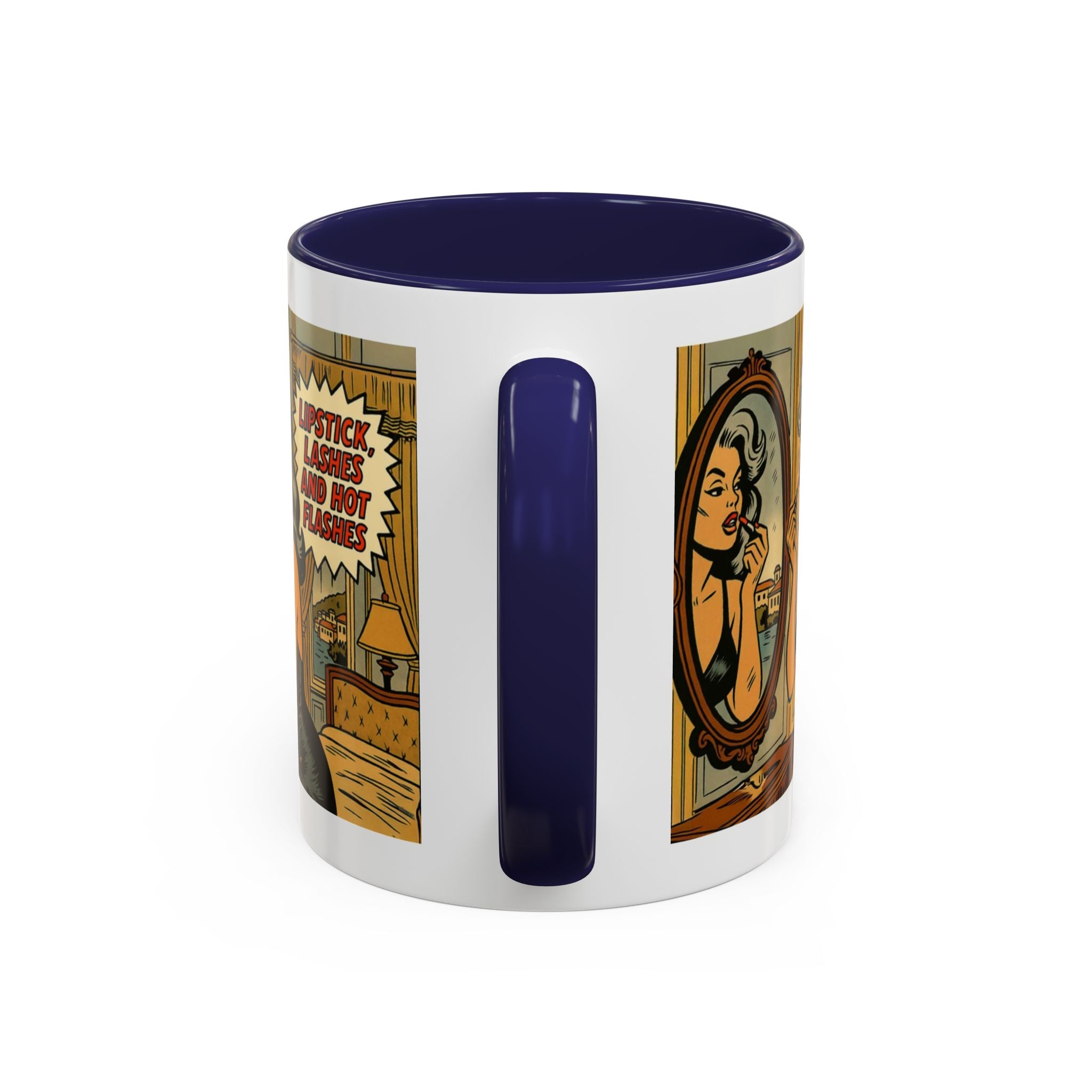 Hot Flashes & Lashes Mug.  Funny Menopause Coffee Cup for Women