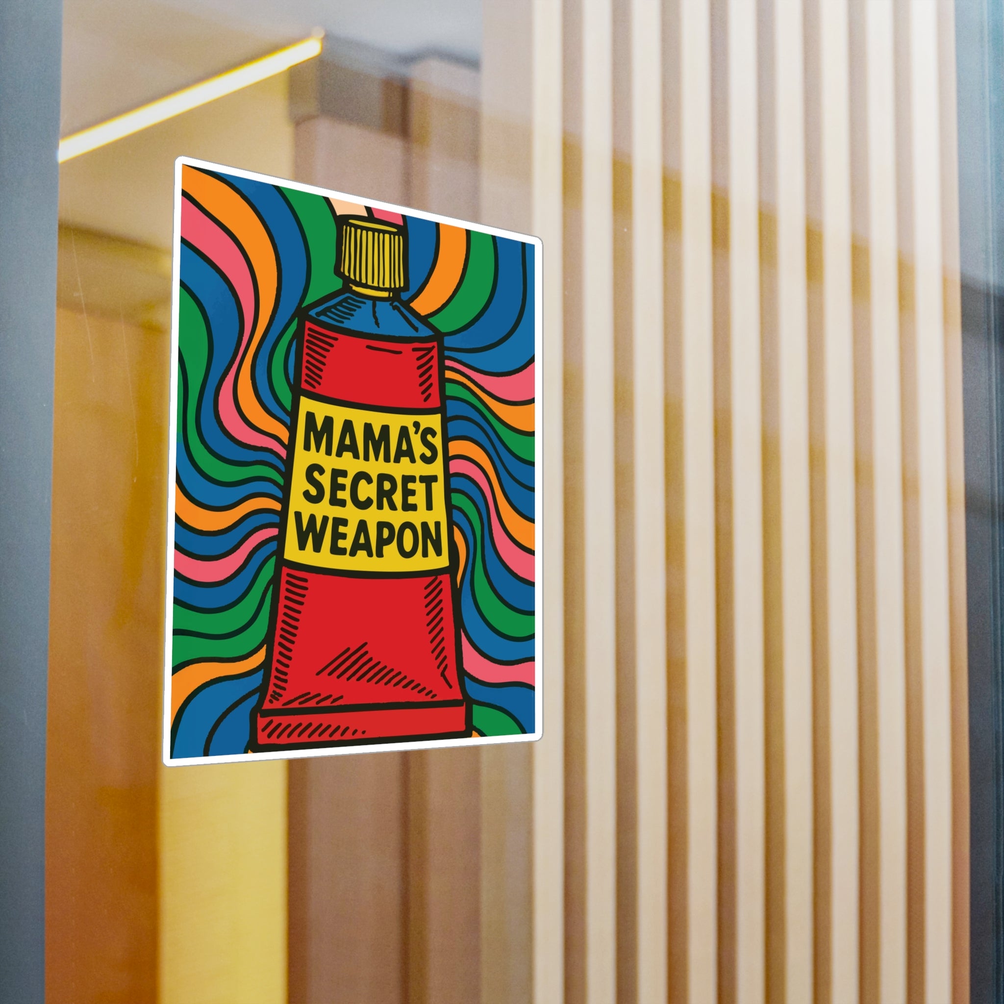 Mama’s Secret Weapon. Retro Kiss-Cut Vinyl Sticker