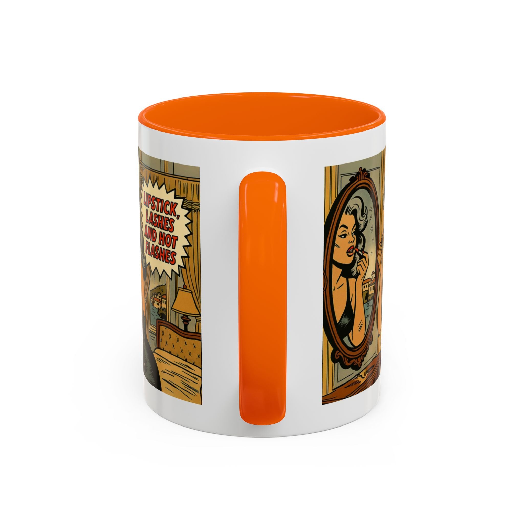 Hot Flashes & Lashes Mug.  Funny Menopause Coffee Cup for Women