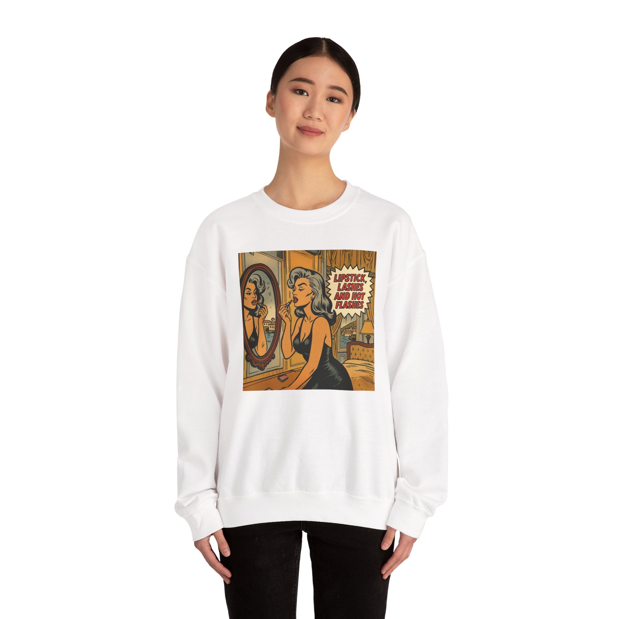 Lipstick, Lashes & Hot Flashes Crewneck