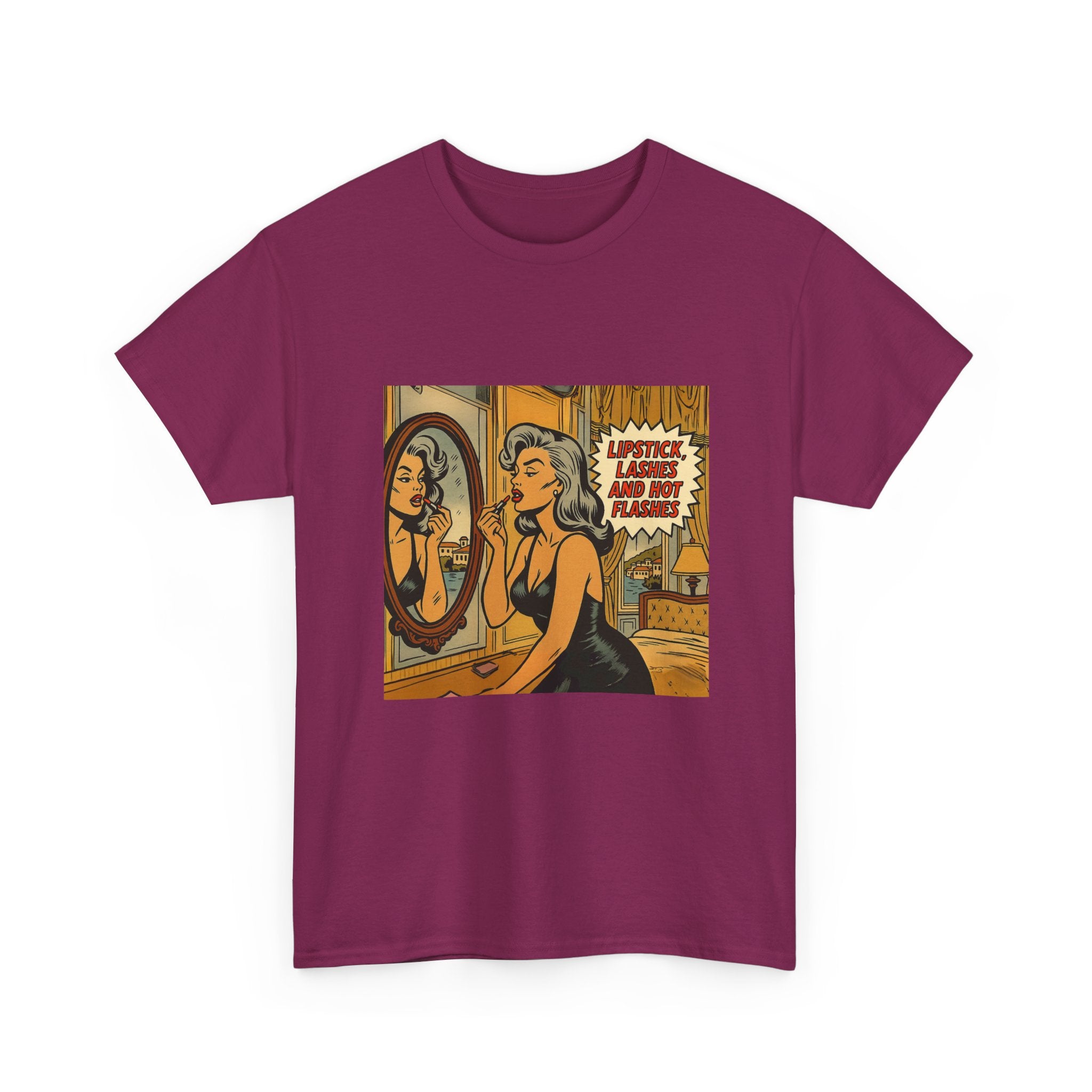 Lipstick, Lashes & Hot Flashes – Retro Women’s T-Shirt | Hot Flash Muse
