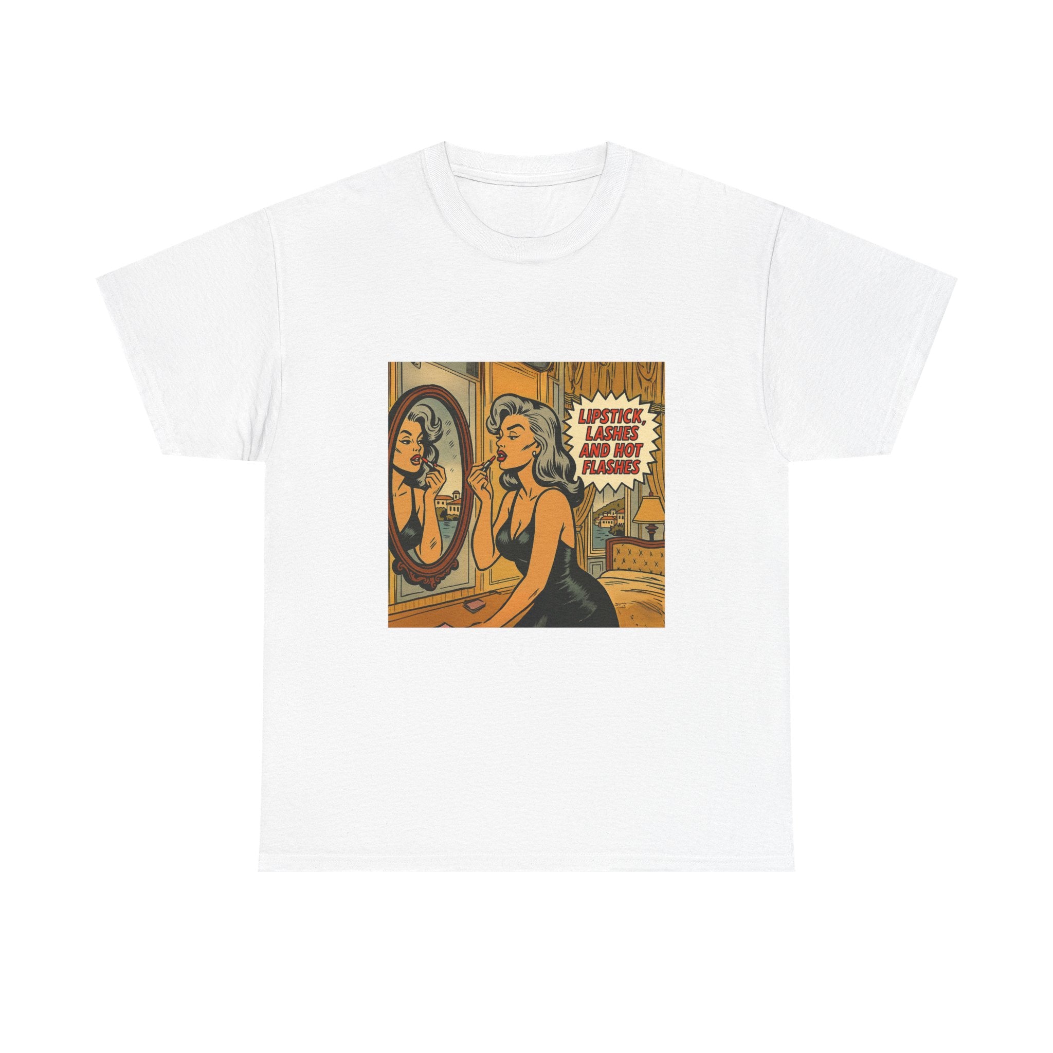 Lipstick, Lashes & Hot Flashes – Retro Women’s T-Shirt | Hot Flash Muse