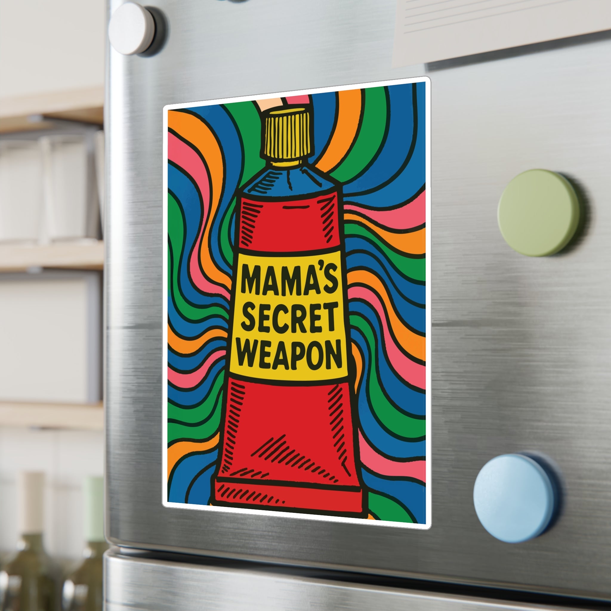 Mama’s Secret Weapon. Retro Kiss-Cut Vinyl Sticker