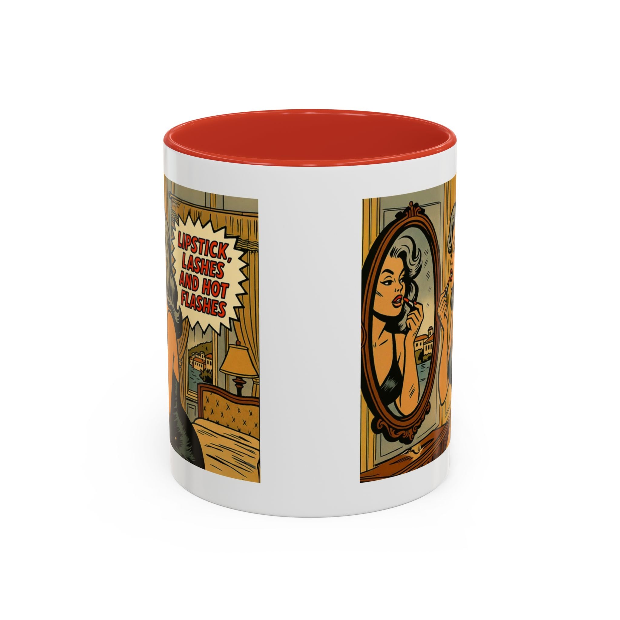 Hot Flashes & Lashes Mug.  Funny Menopause Coffee Cup for Women