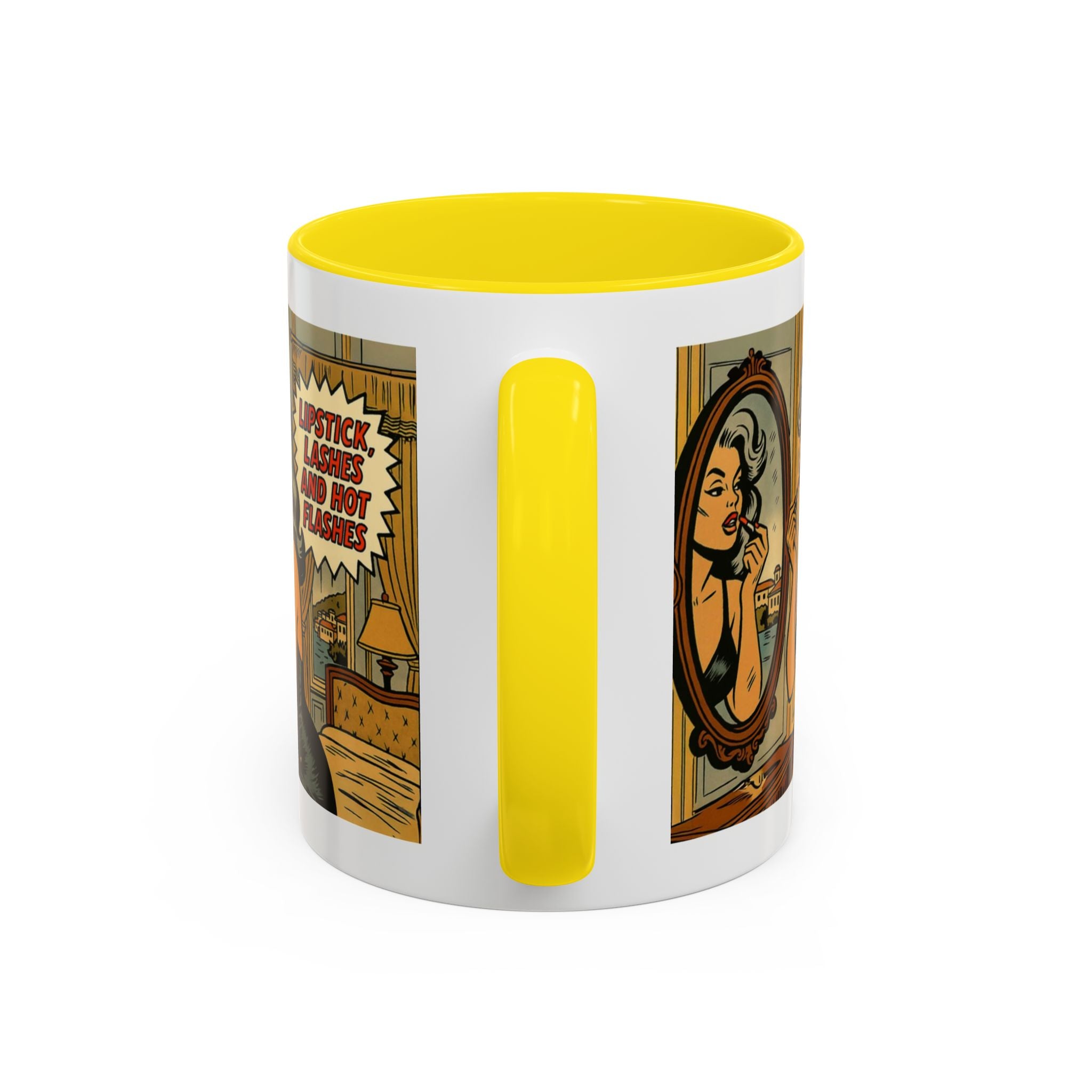 Hot Flashes & Lashes Mug.  Funny Menopause Coffee Cup for Women
