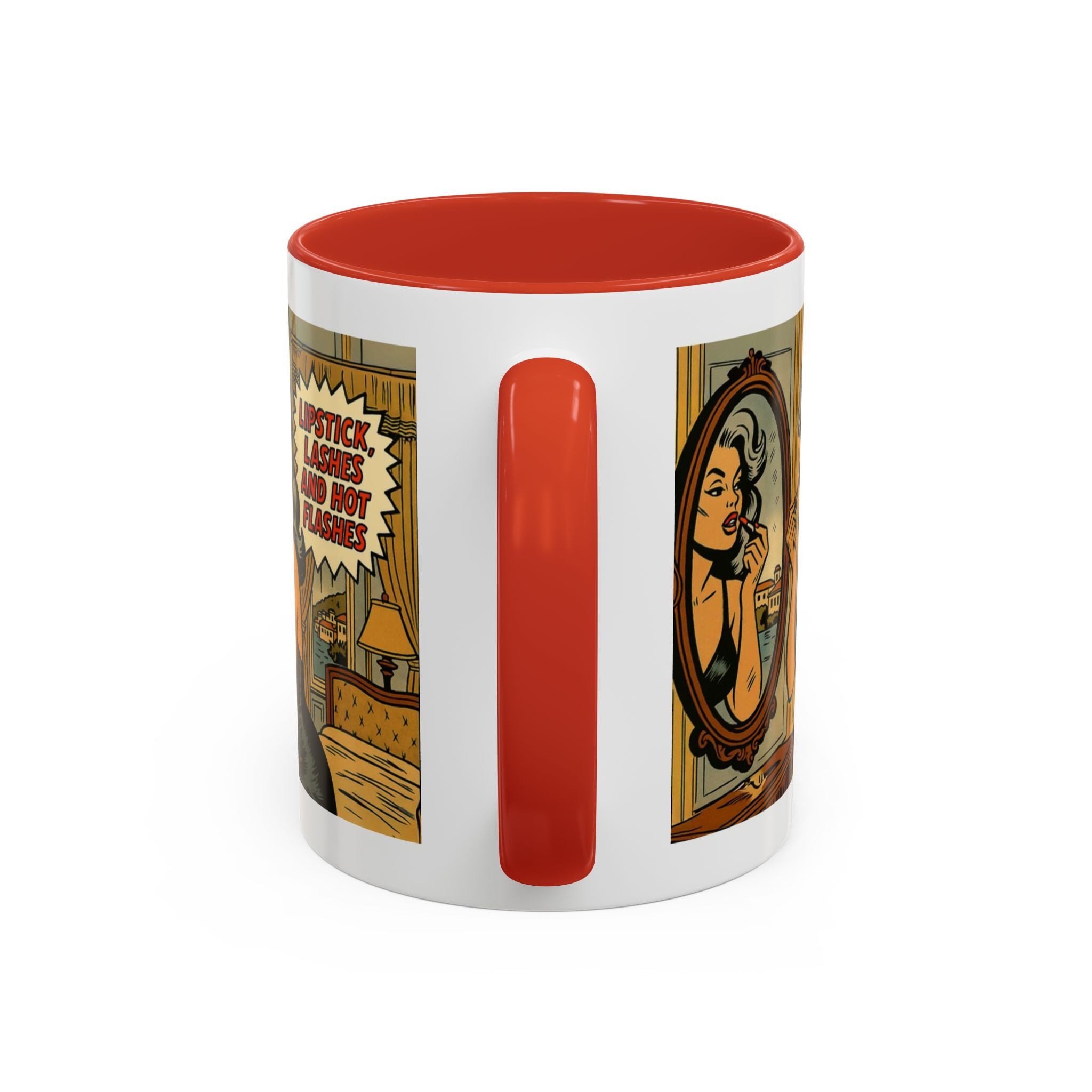 Hot Flashes & Lashes Mug.  Funny Menopause Coffee Cup for Women