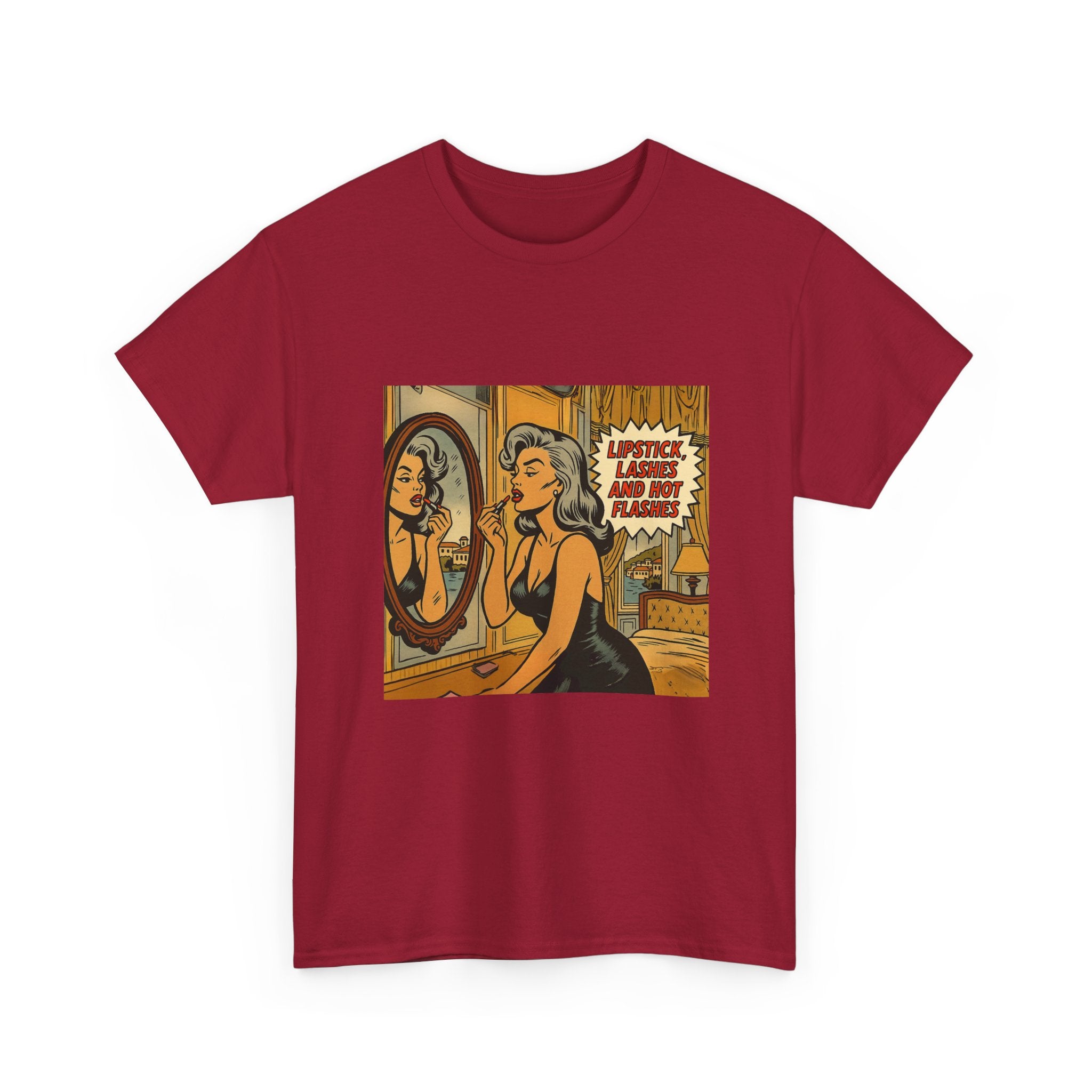 Lipstick, Lashes & Hot Flashes – Retro Women’s T-Shirt | Hot Flash Muse
