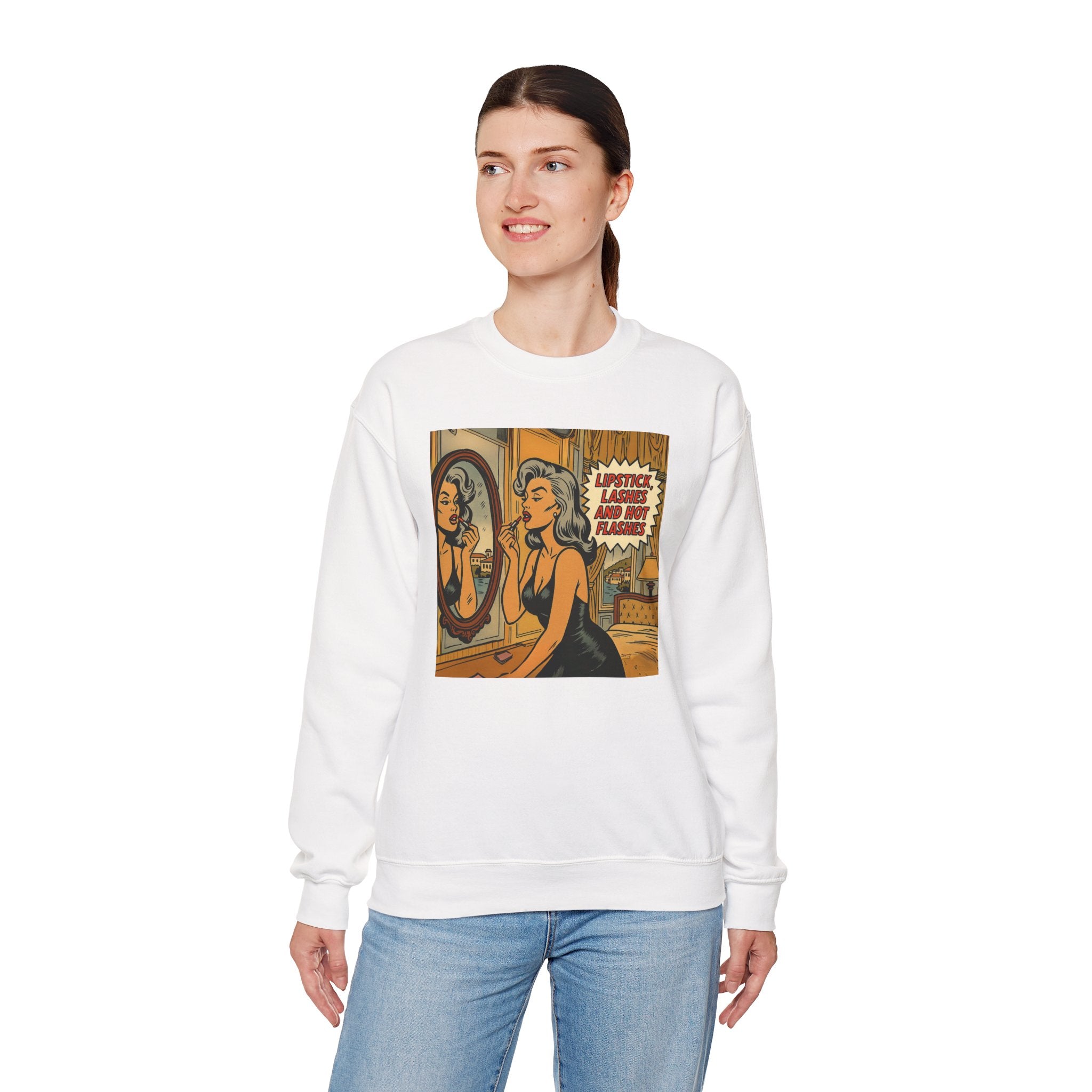 Lipstick, Lashes & Hot Flashes Crewneck
