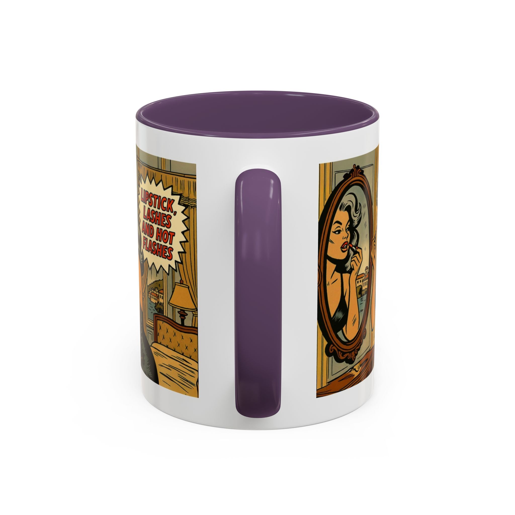 Hot Flashes & Lashes Mug.  Funny Menopause Coffee Cup for Women