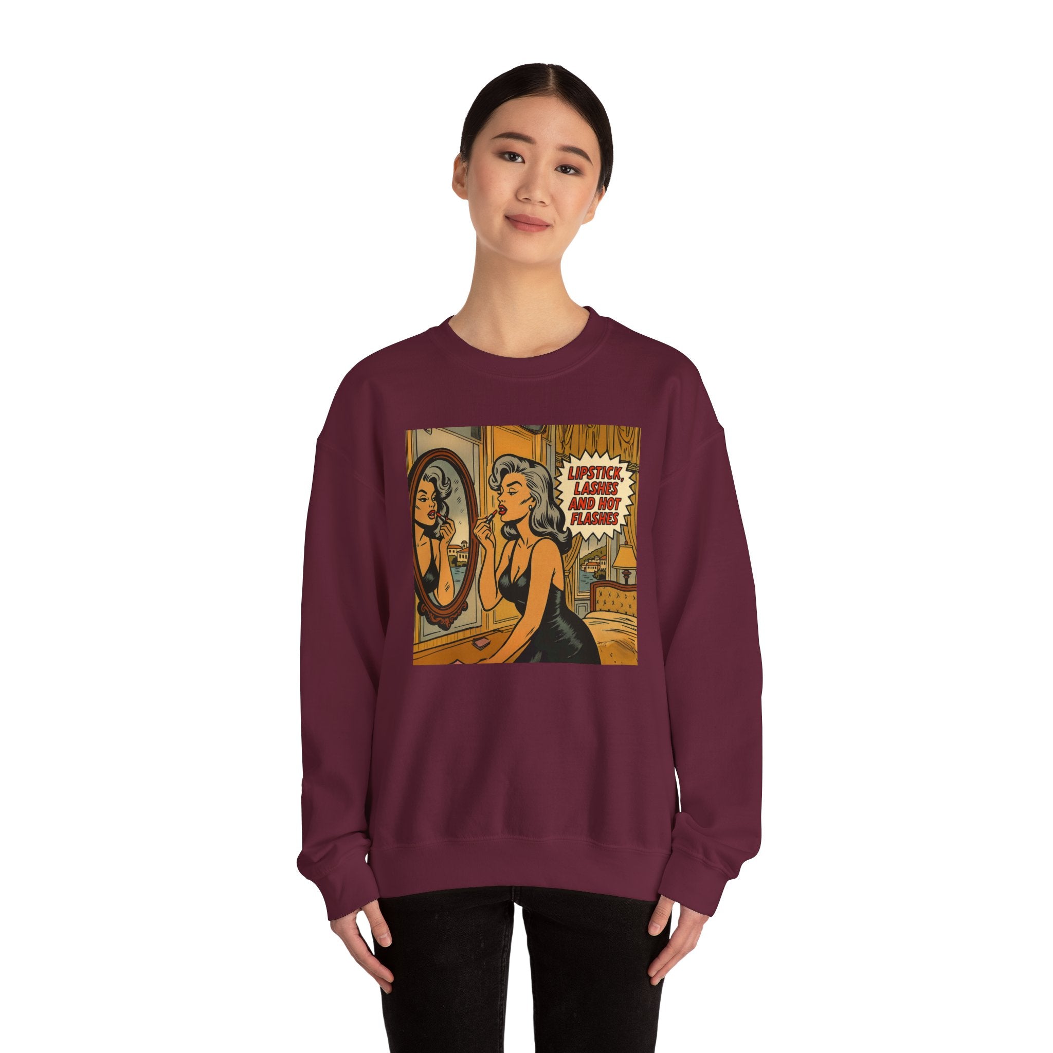 Lipstick, Lashes & Hot Flashes Crewneck