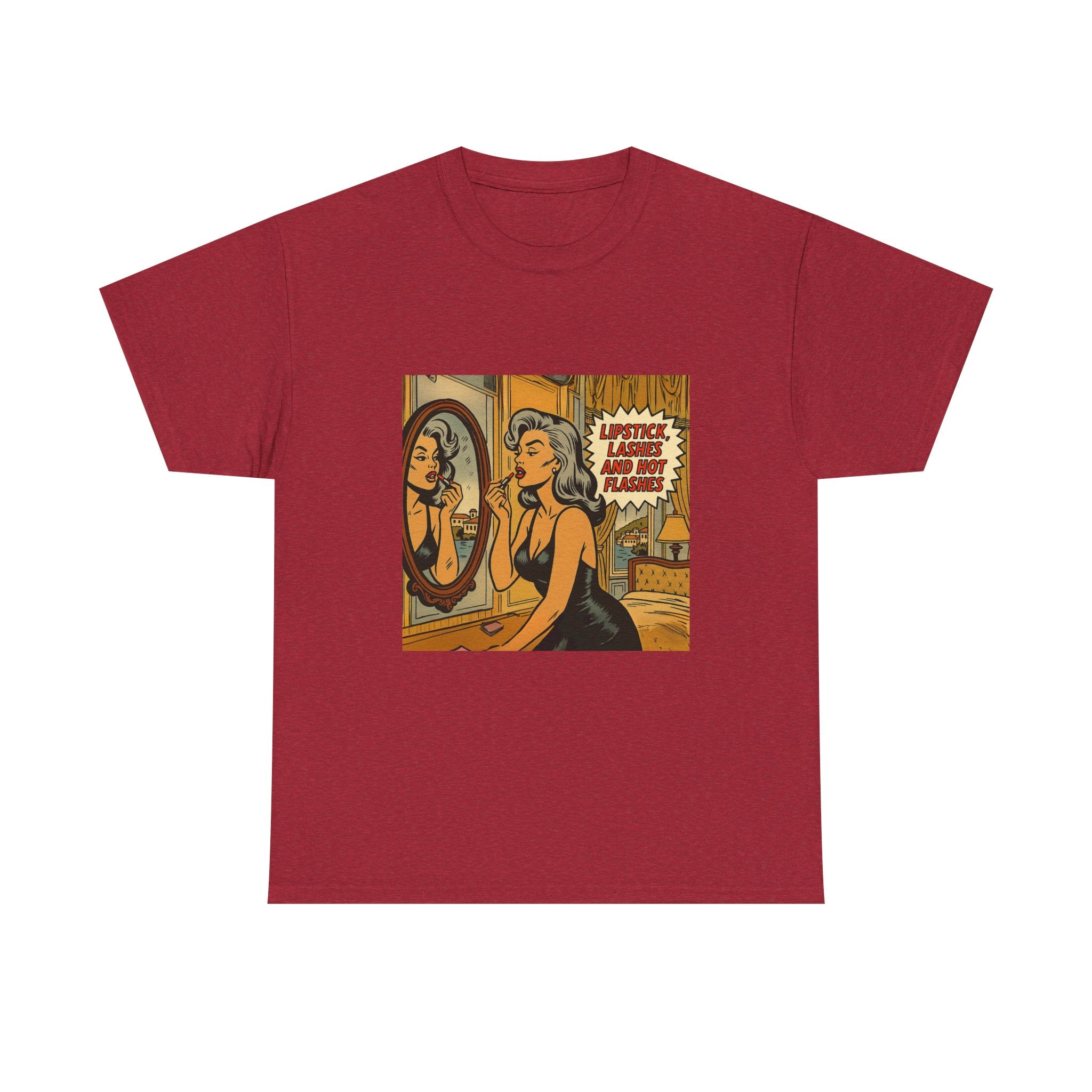 Lipstick, Lashes & Hot Flashes – Retro Women’s T-Shirt | Hot Flash Muse