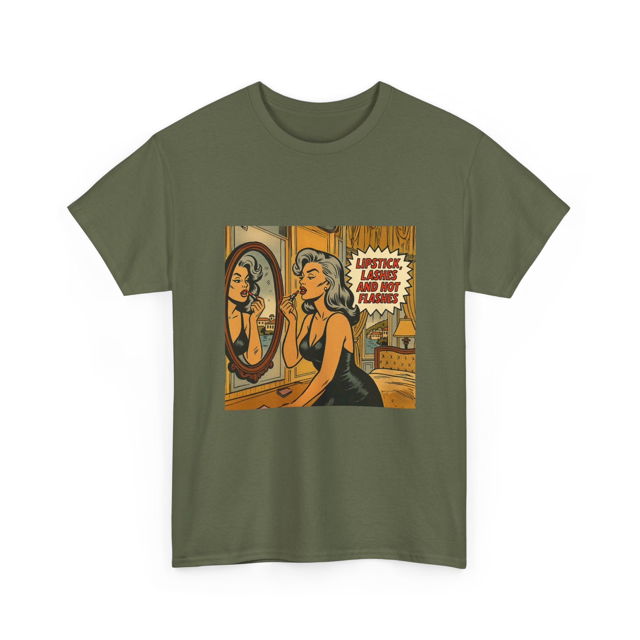 Lipstick, Lashes & Hot Flashes – Retro Women’s T-Shirt | Hot Flash Muse