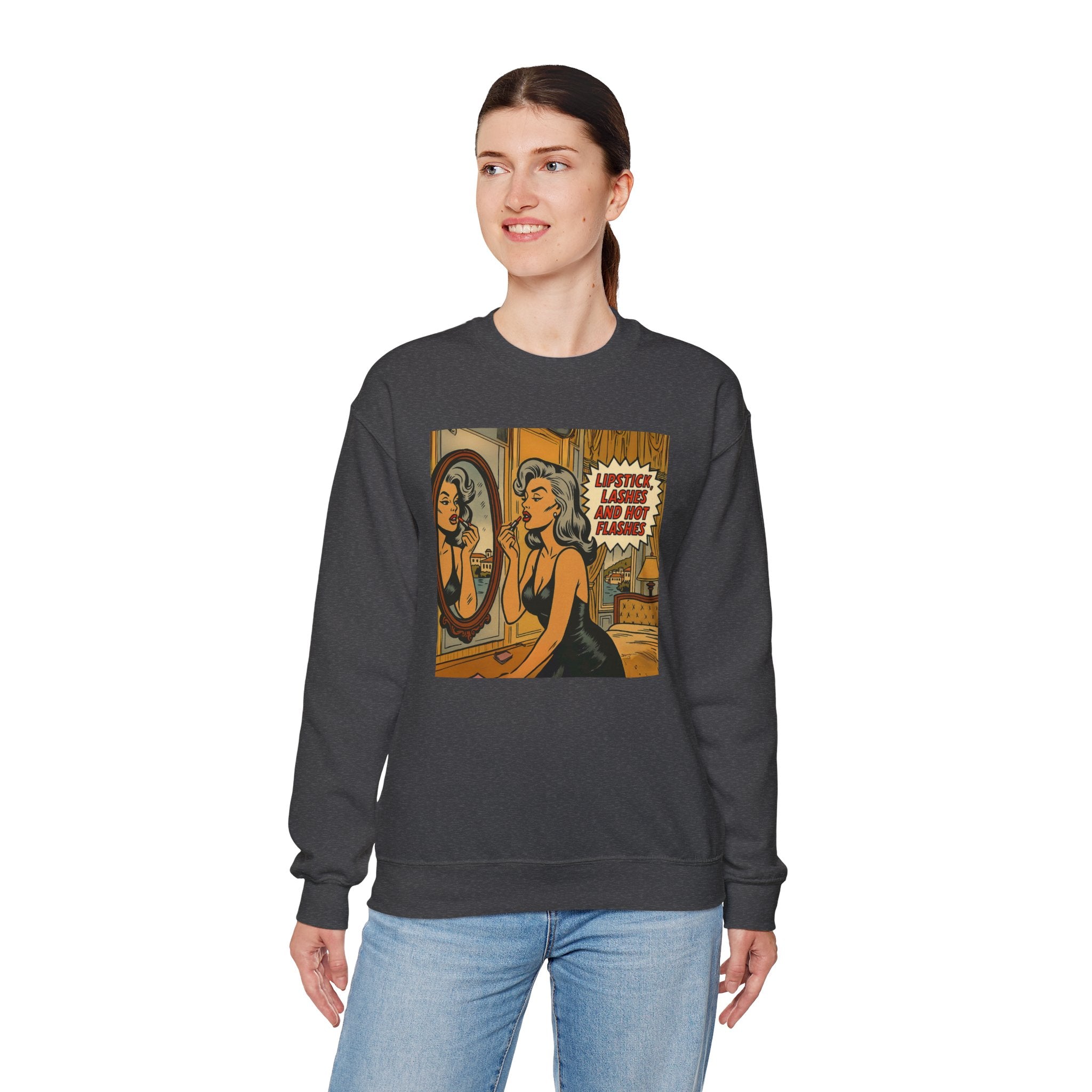 Lipstick, Lashes & Hot Flashes Crewneck