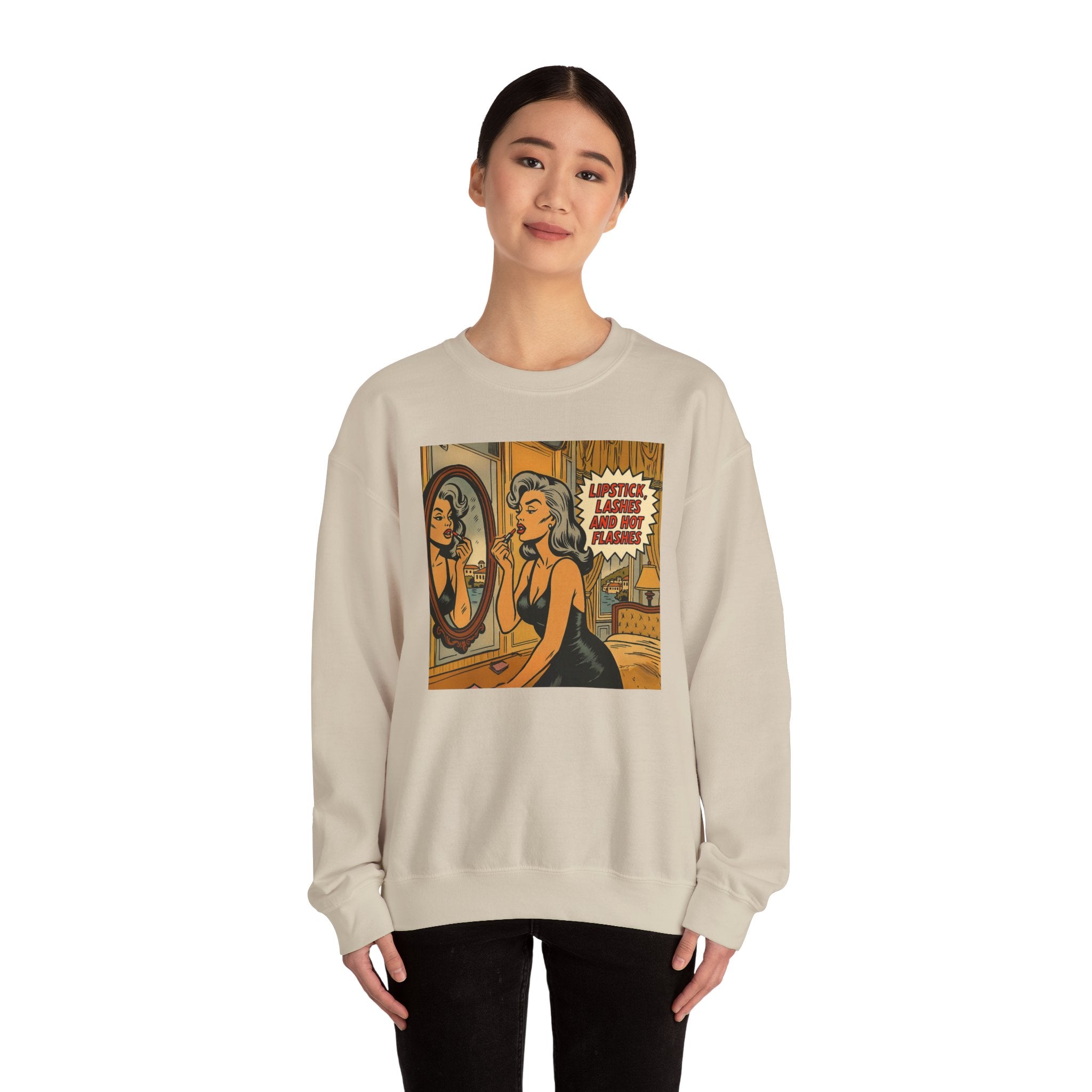 Lipstick, Lashes & Hot Flashes Crewneck