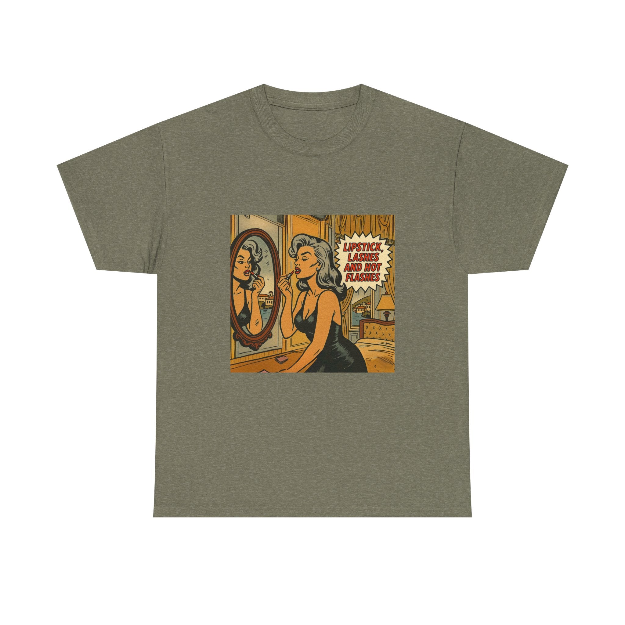 Lipstick, Lashes & Hot Flashes – Retro Women’s T-Shirt | Hot Flash Muse