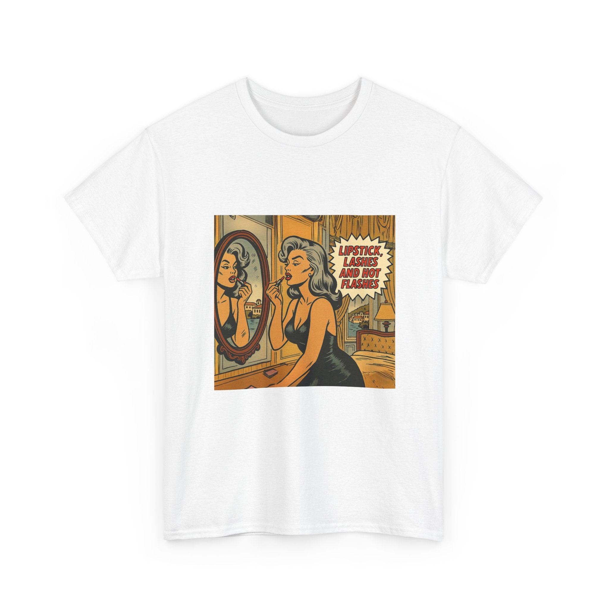 Lipstick, Lashes & Hot Flashes – Retro Women’s T-Shirt | Hot Flash Muse