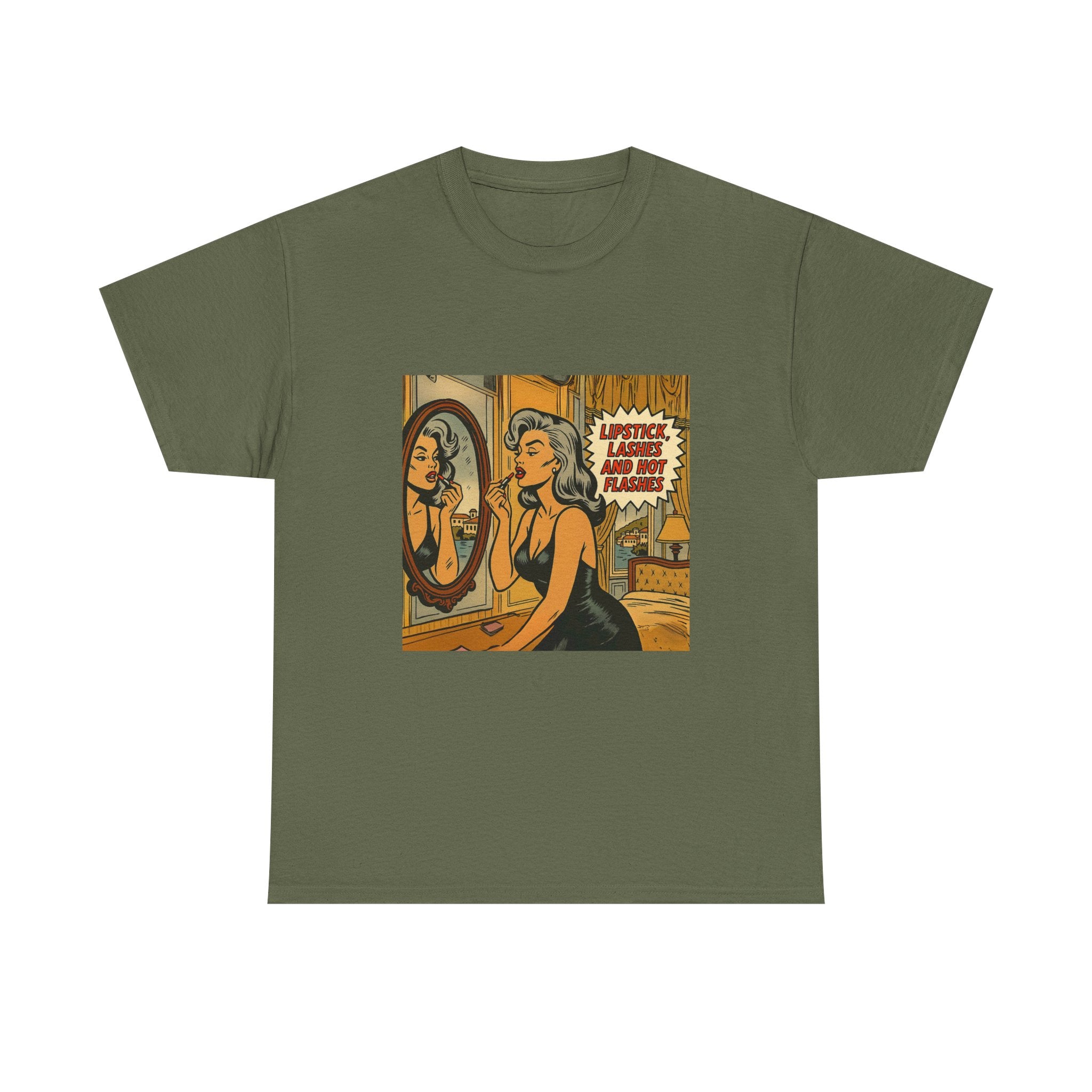 Lipstick, Lashes & Hot Flashes – Retro Women’s T-Shirt | Hot Flash Muse