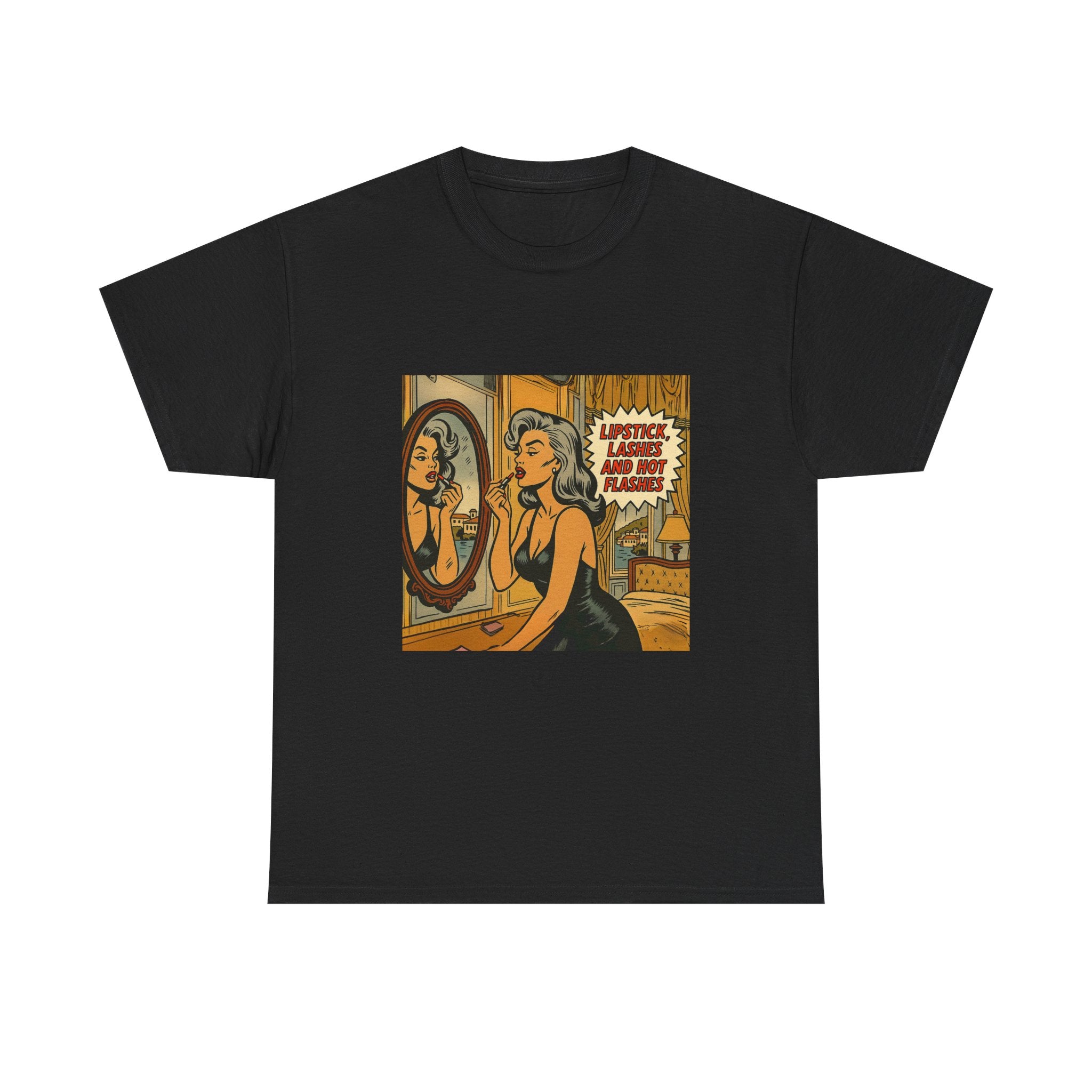 Lipstick, Lashes & Hot Flashes – Retro Women’s T-Shirt | Hot Flash Muse