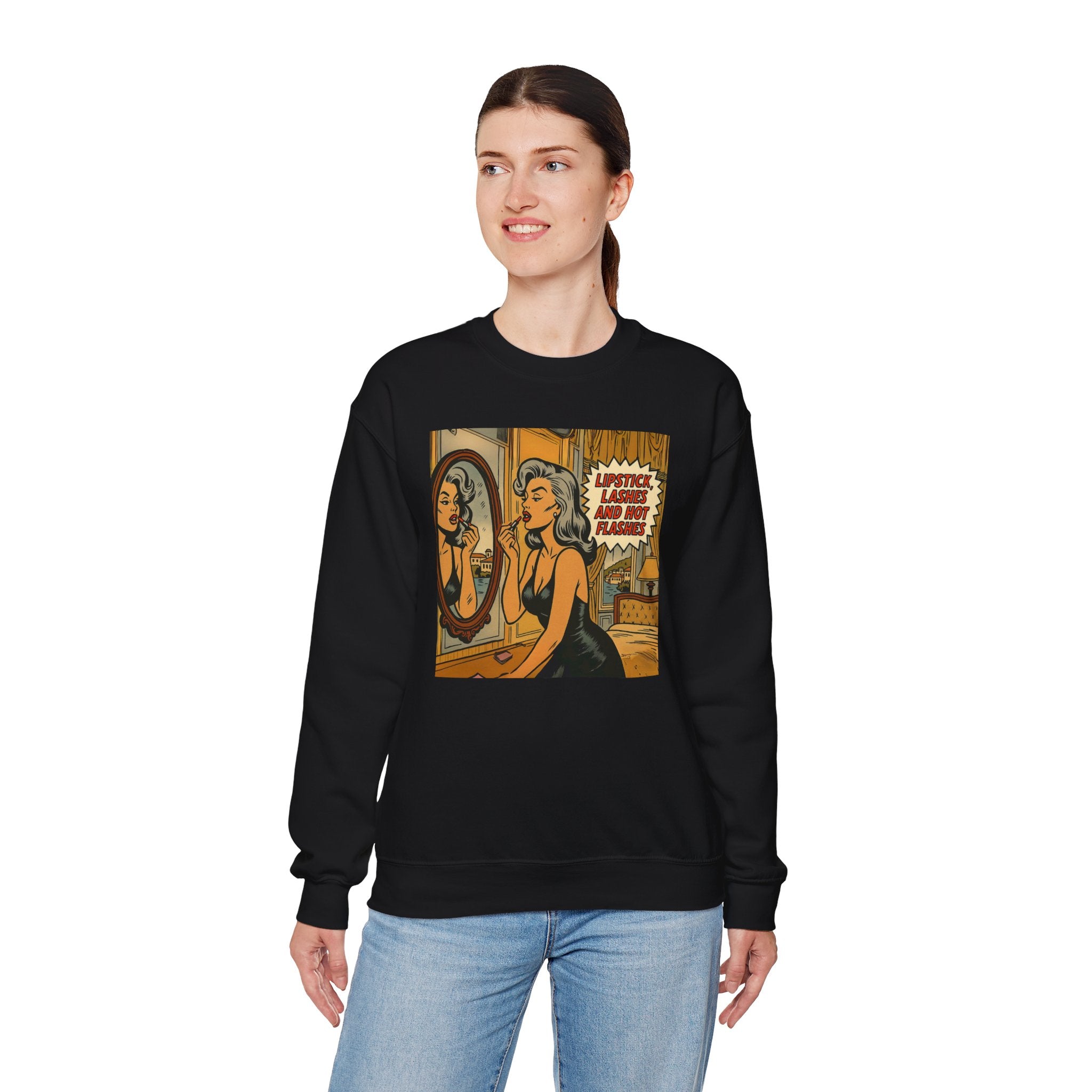 Lipstick, Lashes & Hot Flashes Crewneck