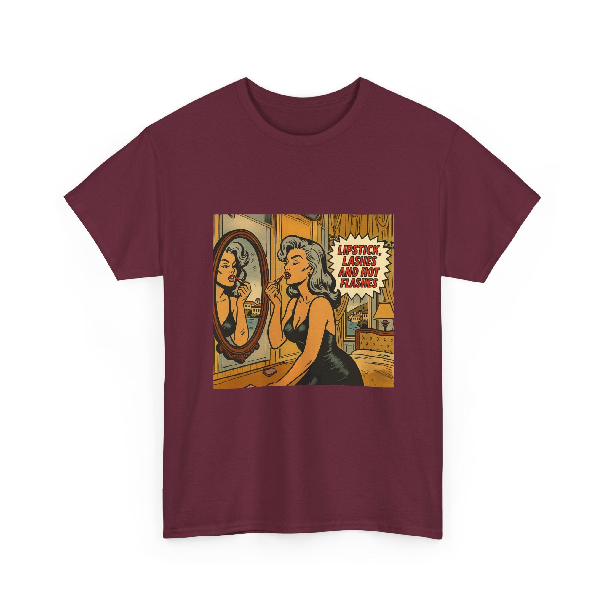 Lipstick, Lashes & Hot Flashes – Retro Women’s T-Shirt | Hot Flash Muse
