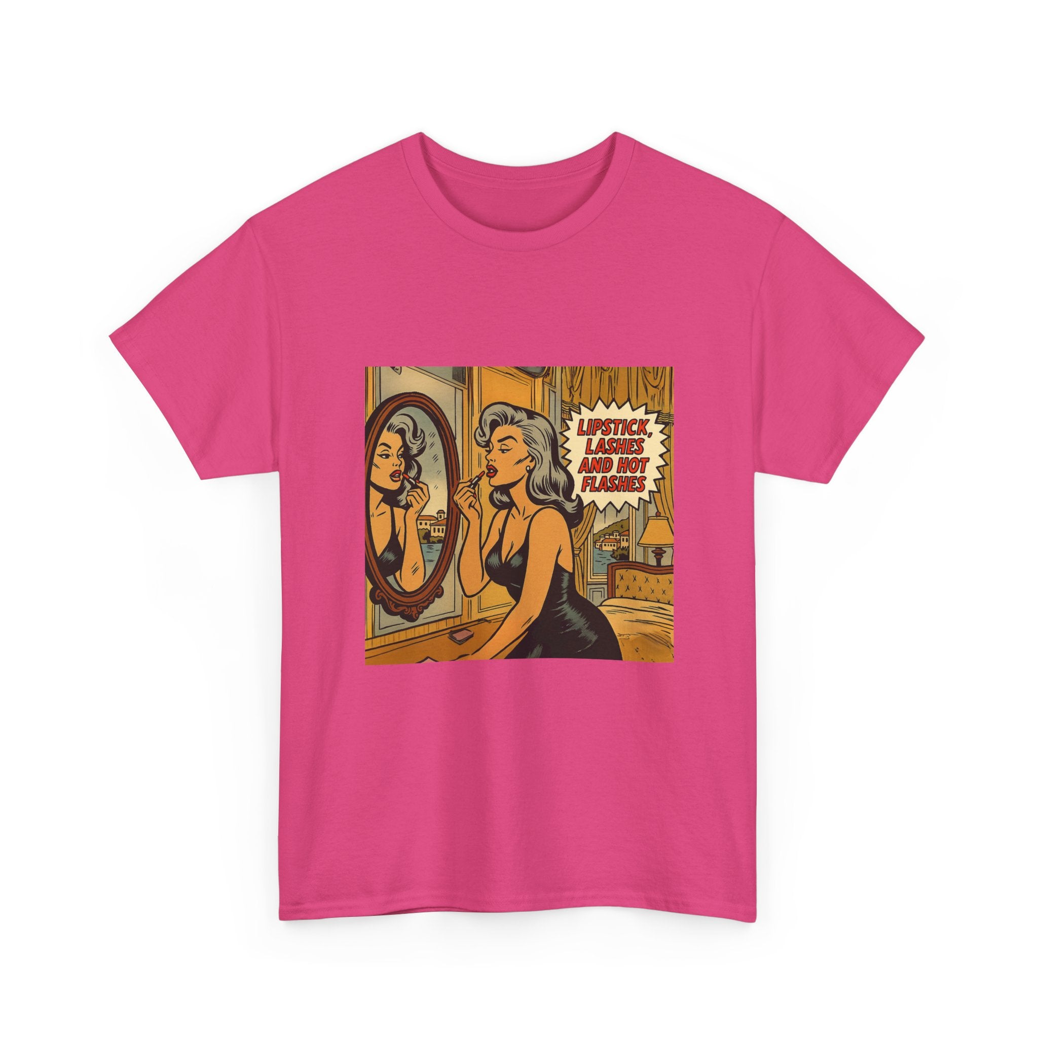 Lipstick, Lashes & Hot Flashes – Retro Women’s T-Shirt | Hot Flash Muse