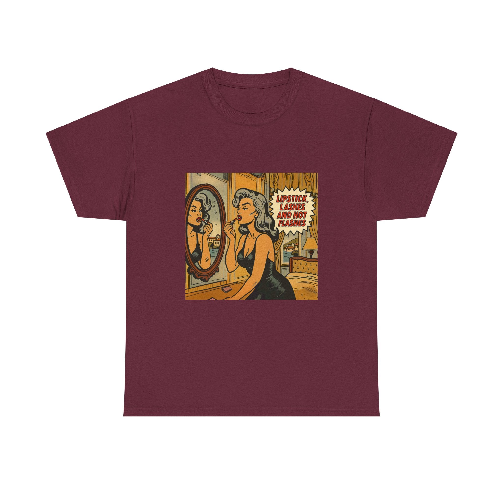 Lipstick, Lashes & Hot Flashes – Retro Women’s T-Shirt | Hot Flash Muse