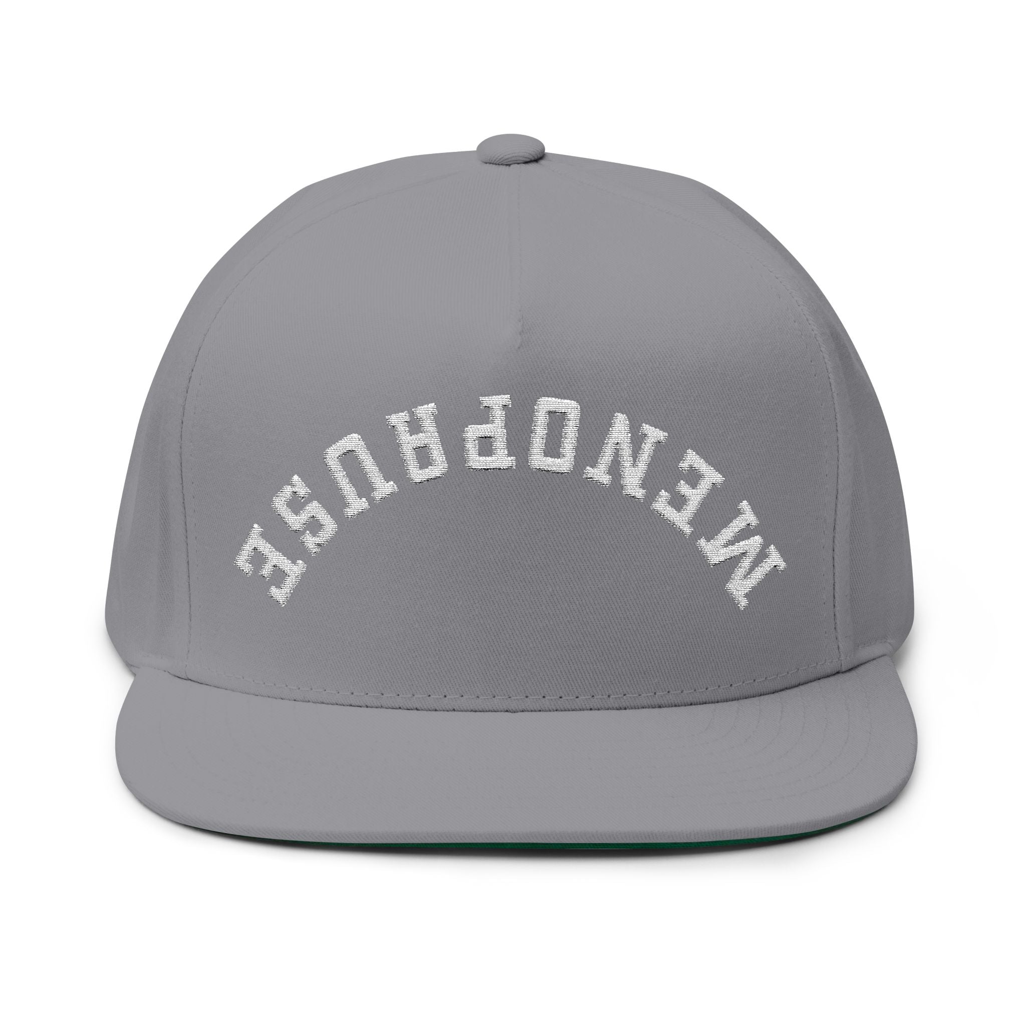 Menopause Arched Embroidered Snapback — Flat Bill Cap with Upside Logo