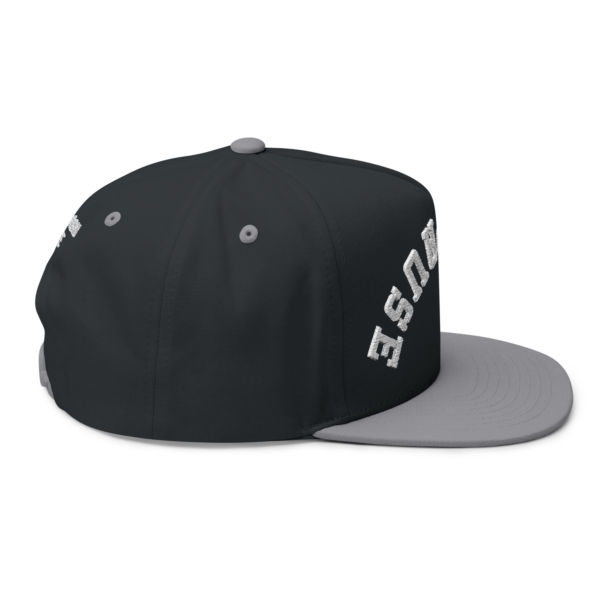 Flat Bill Cap - 'THE PAUSE' Upside Embroidered Arch Logo Snapback