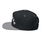 Embroidered Flat Bill Cap — 'Neurotica' Upside Arched Logo Snapback