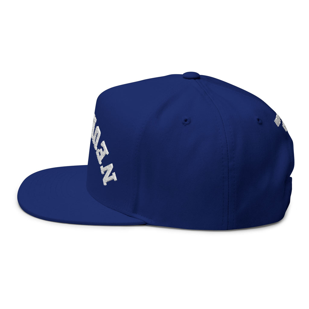 Embroidered Flat Bill Cap — 'Neurotica' Upside Arched Logo Snapback