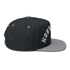 Flat Bill Cap — Embroidered 'Hot Flash' Retro Arch Hat