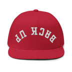 Flat Bill Cap — 'BACK UP' Upside Logo Embroidered Streetwear Snapback Hat