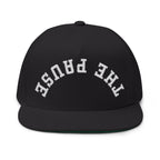 Flat Bill Cap - 'THE PAUSE' Upside Embroidered Arch Logo Snapback