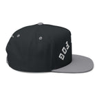 Flat Bill Cap — Brain Fog Upside-Down Embroidered Vintage Arch Snapback