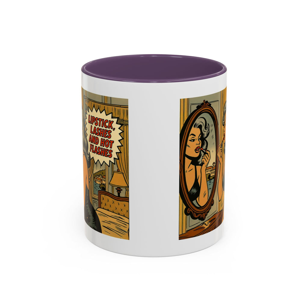 Hot Flashes & Lashes Mug.  Funny Menopause Coffee Cup for Women