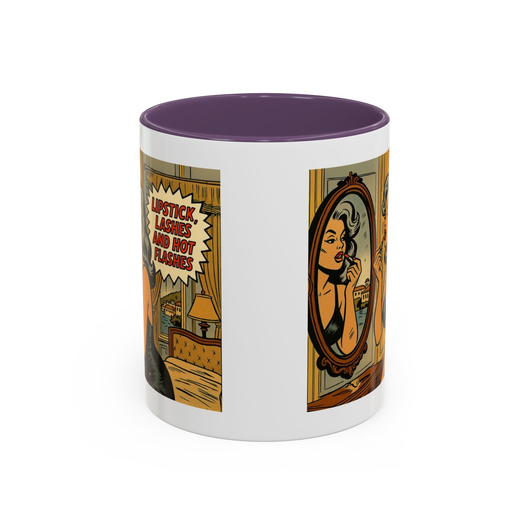 Hot Flashes & Lashes Mug.  Funny Menopause Coffee Cup for Women